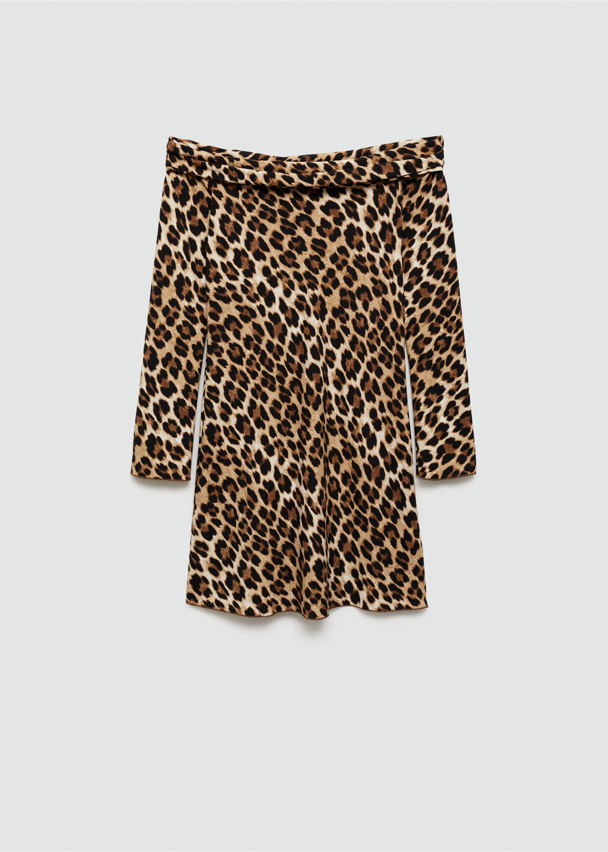 Leopard-print off-the-shoulder dress - Article sans modèle, Marron. Ref: 77035673-00.