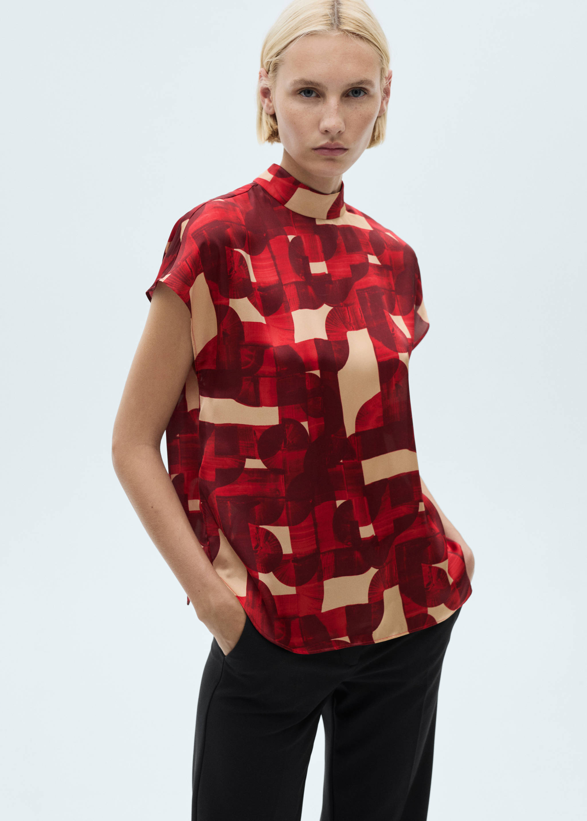 Short sleeve printed blouse - Medium plane