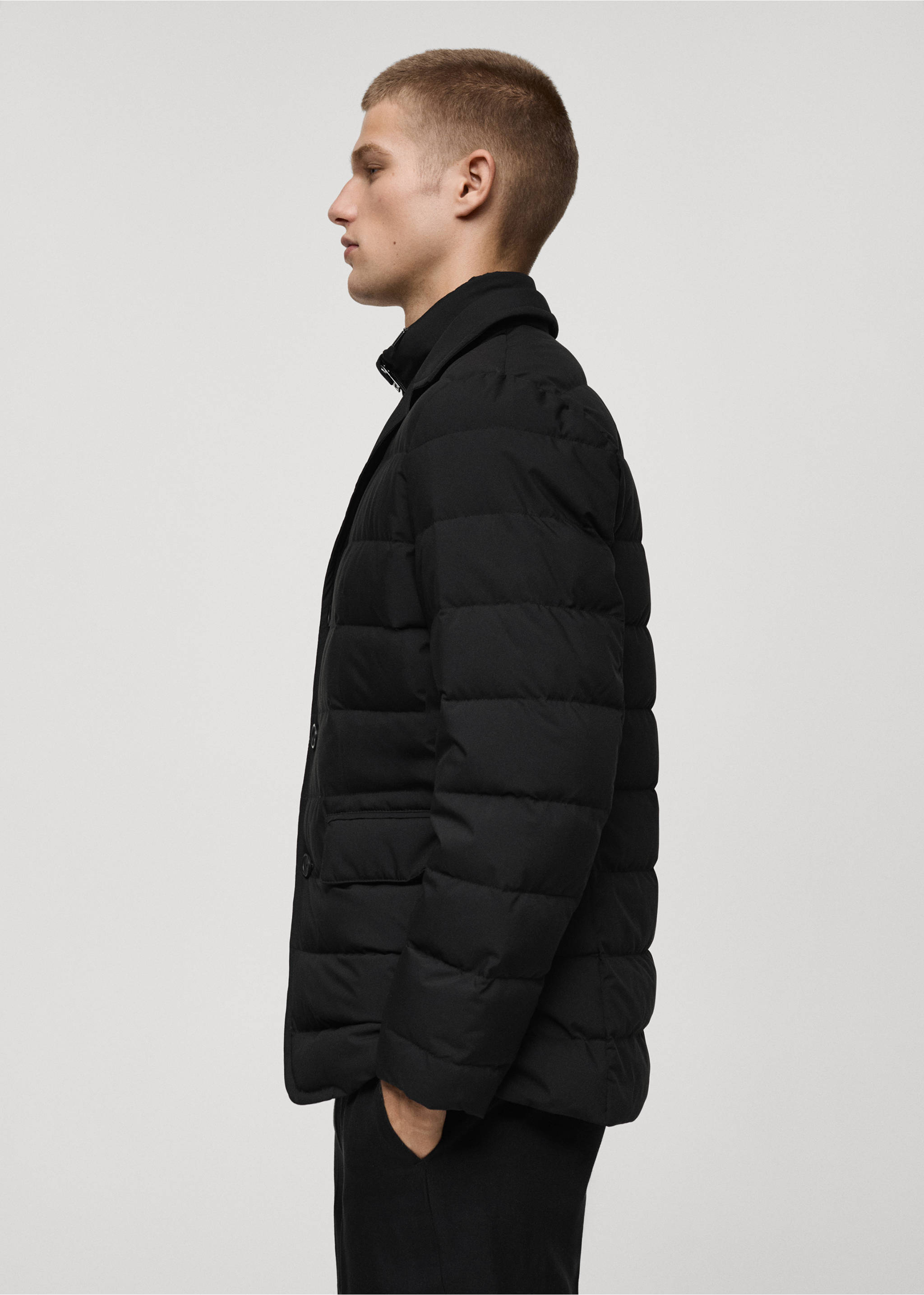 Water-repellent feather-filled jacket - Details of the article 2, Black. Ref: 77035964-00.