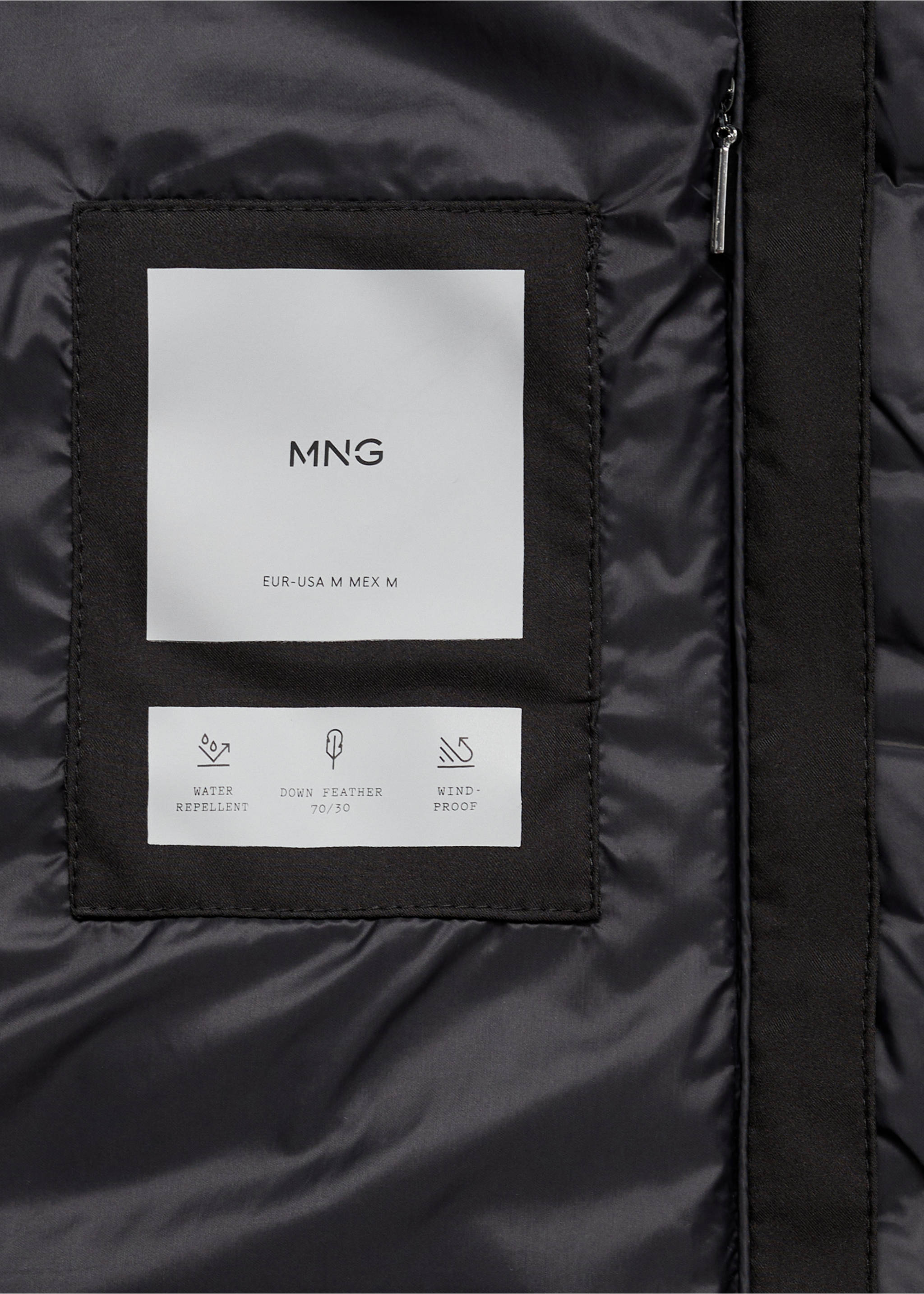 Water-repellent feather-filled jacket - Details of the article 0, Black. Ref: 77035964-00.