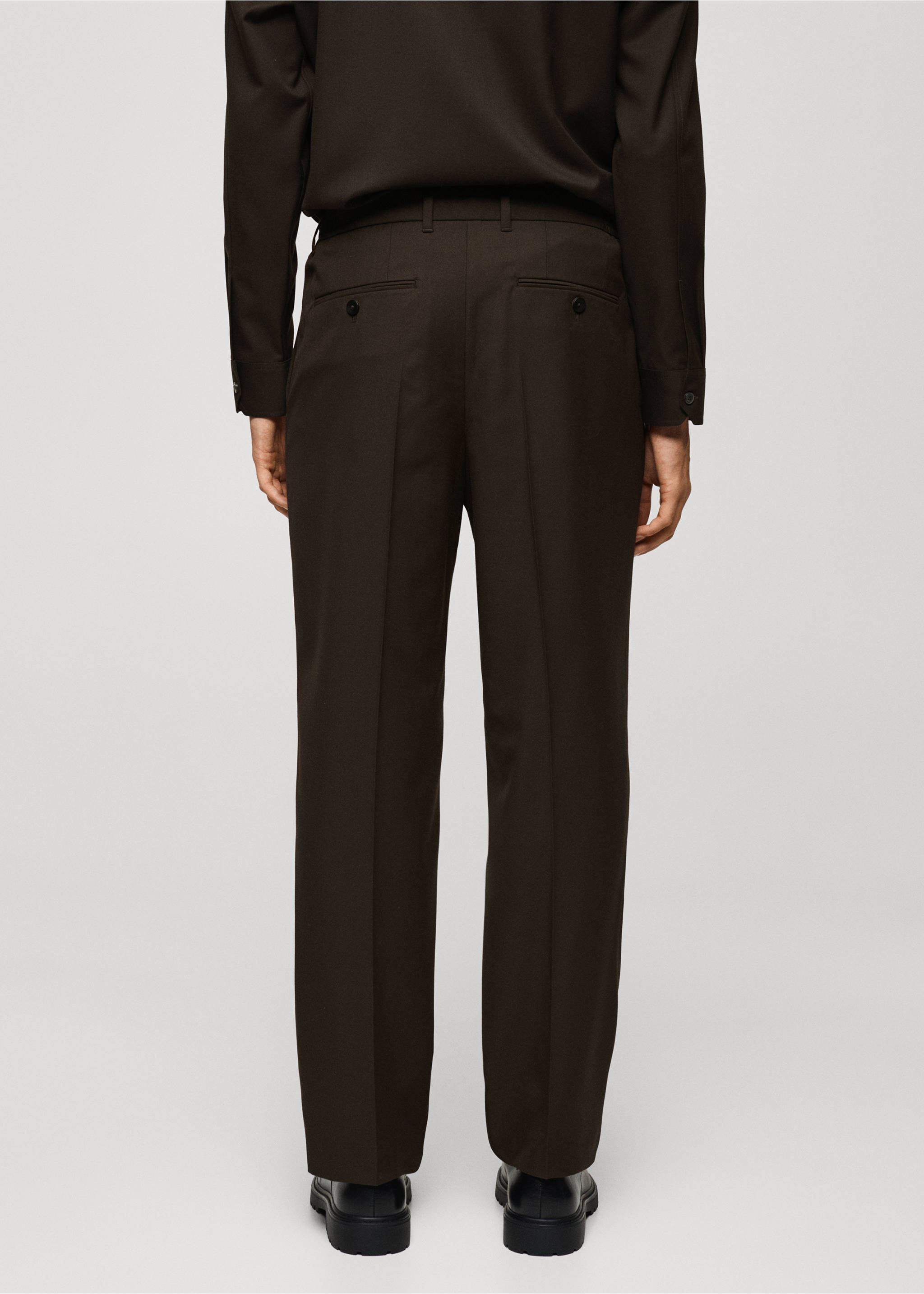 Regular Fit-Bundfaltenhose - Rückseite des Artikels, Schokolade. Ref: 77035965-00.