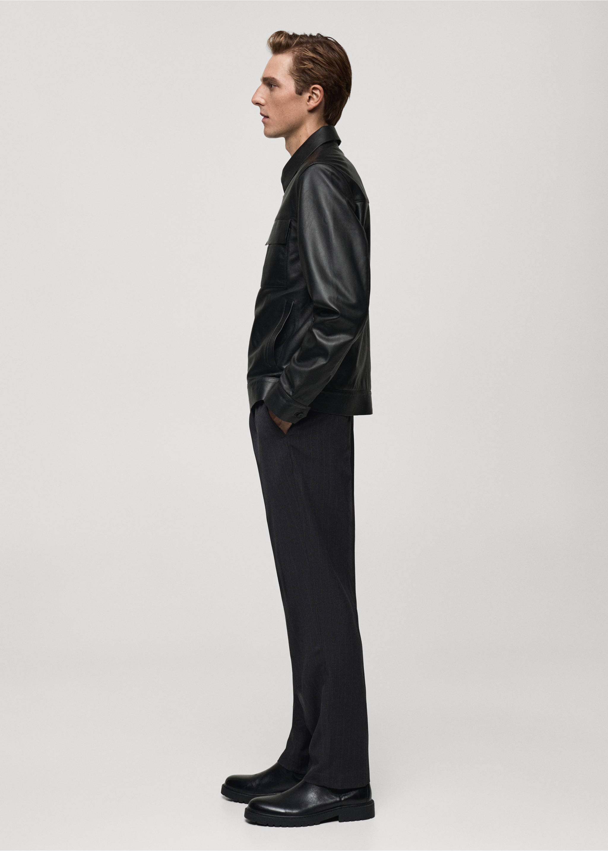 Regular Fit-Bundfaltenhose - Detail des Artikels 2, Dunkelgrau meliert. Ref: 77035965-00.