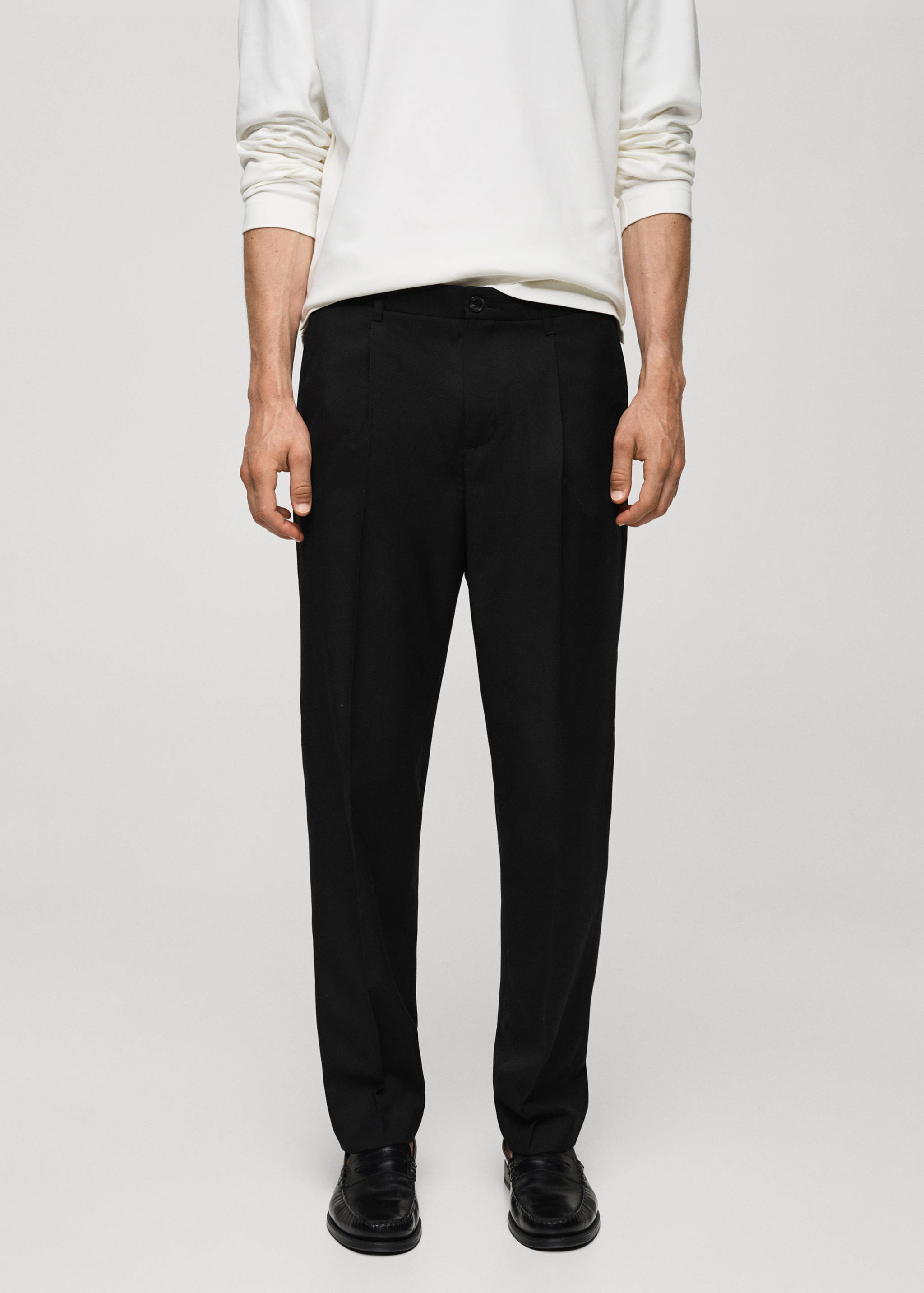 Regular-fit pleated trousers - Medium plane