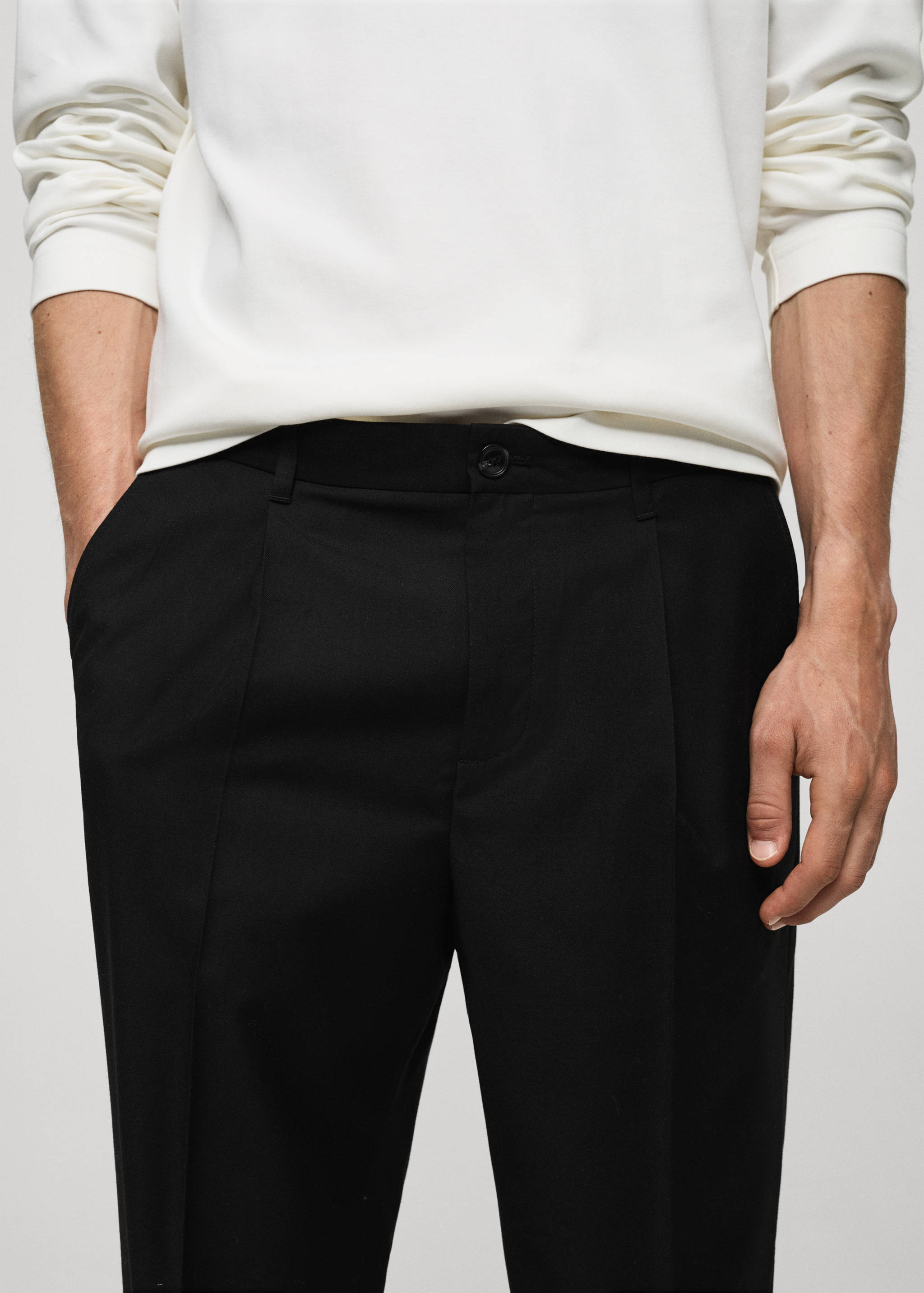 Regular-fit pleated trousers - Details of the article 1