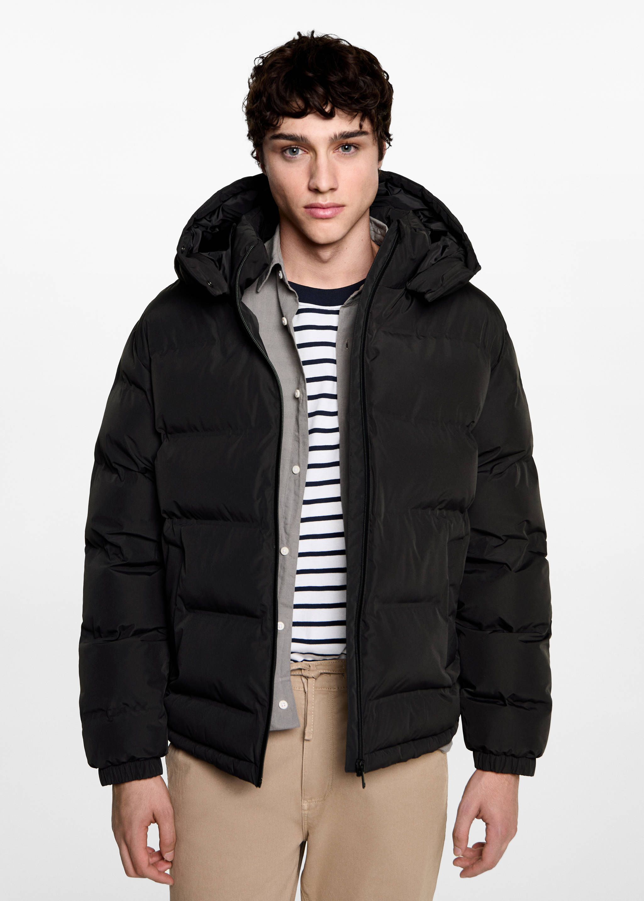 Anorak matelassé imperméable à capuche - Plan moyen