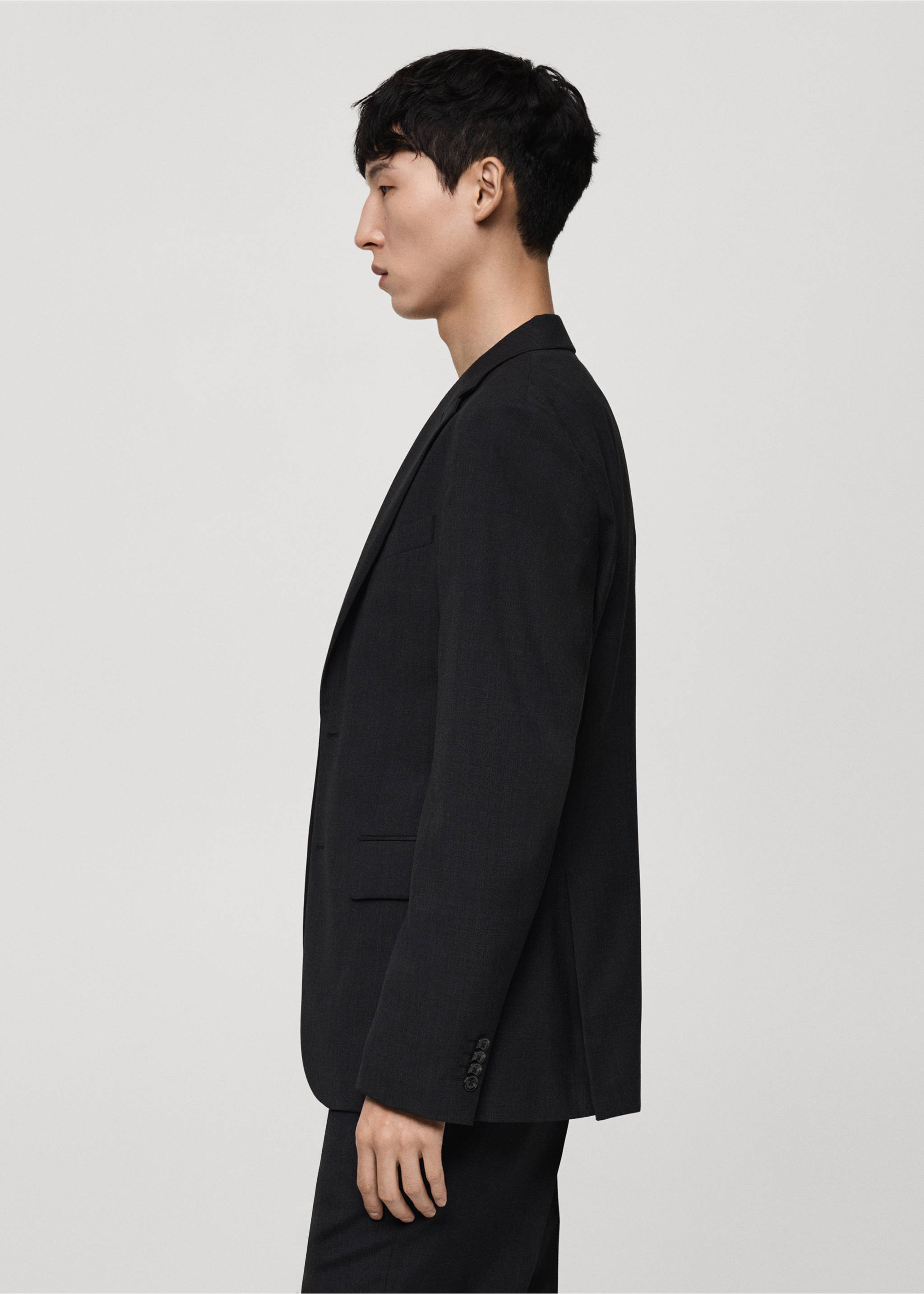 Slim-Fit-Sakko aus 100 % Schurwolle - Detail des Artikels 2, Grau. Ref: 77035970-00.