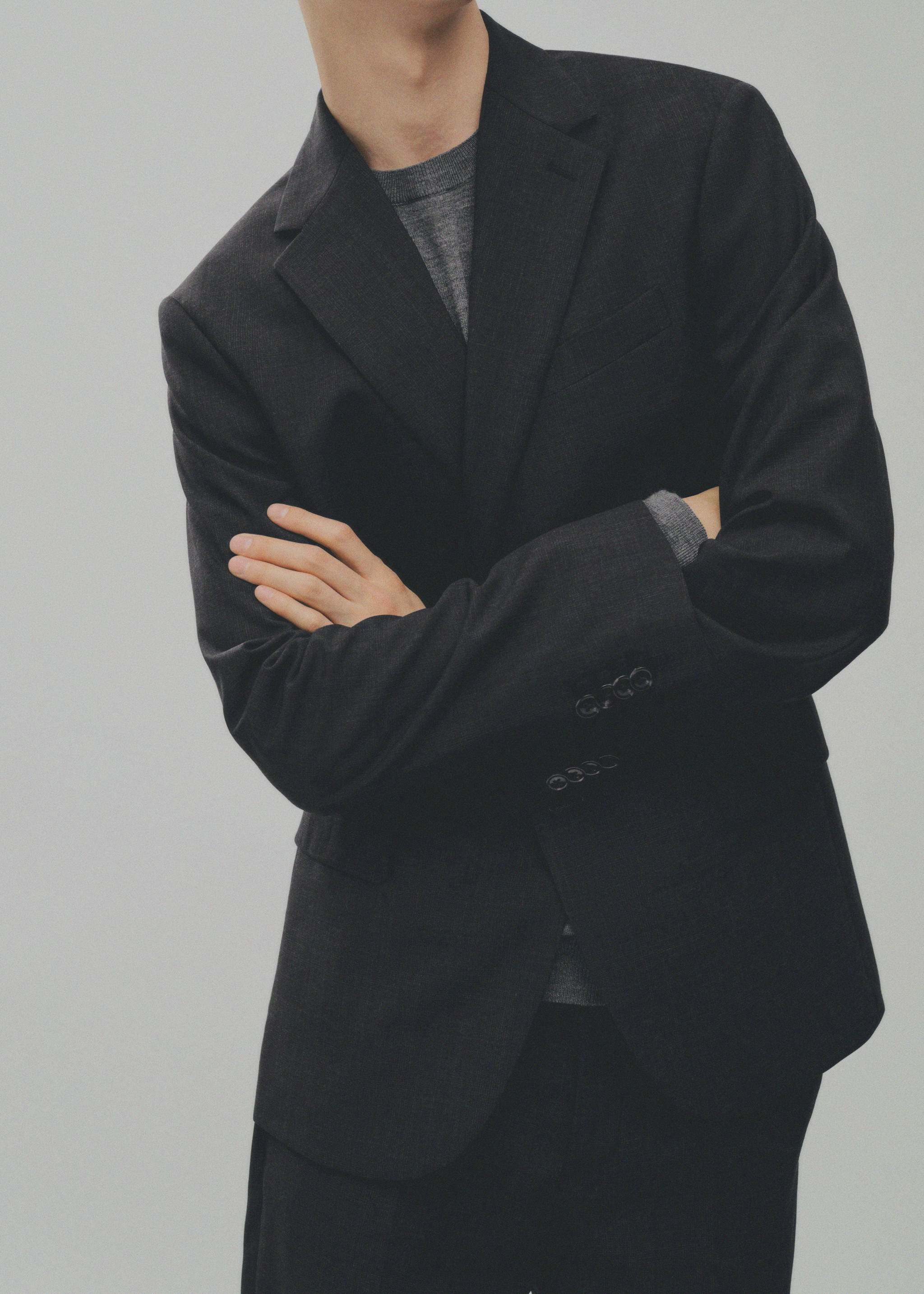 Slim-Fit-Sakko aus 100 % Schurwolle - Detail des Artikels 3, Grau. Ref: 77035970-00.