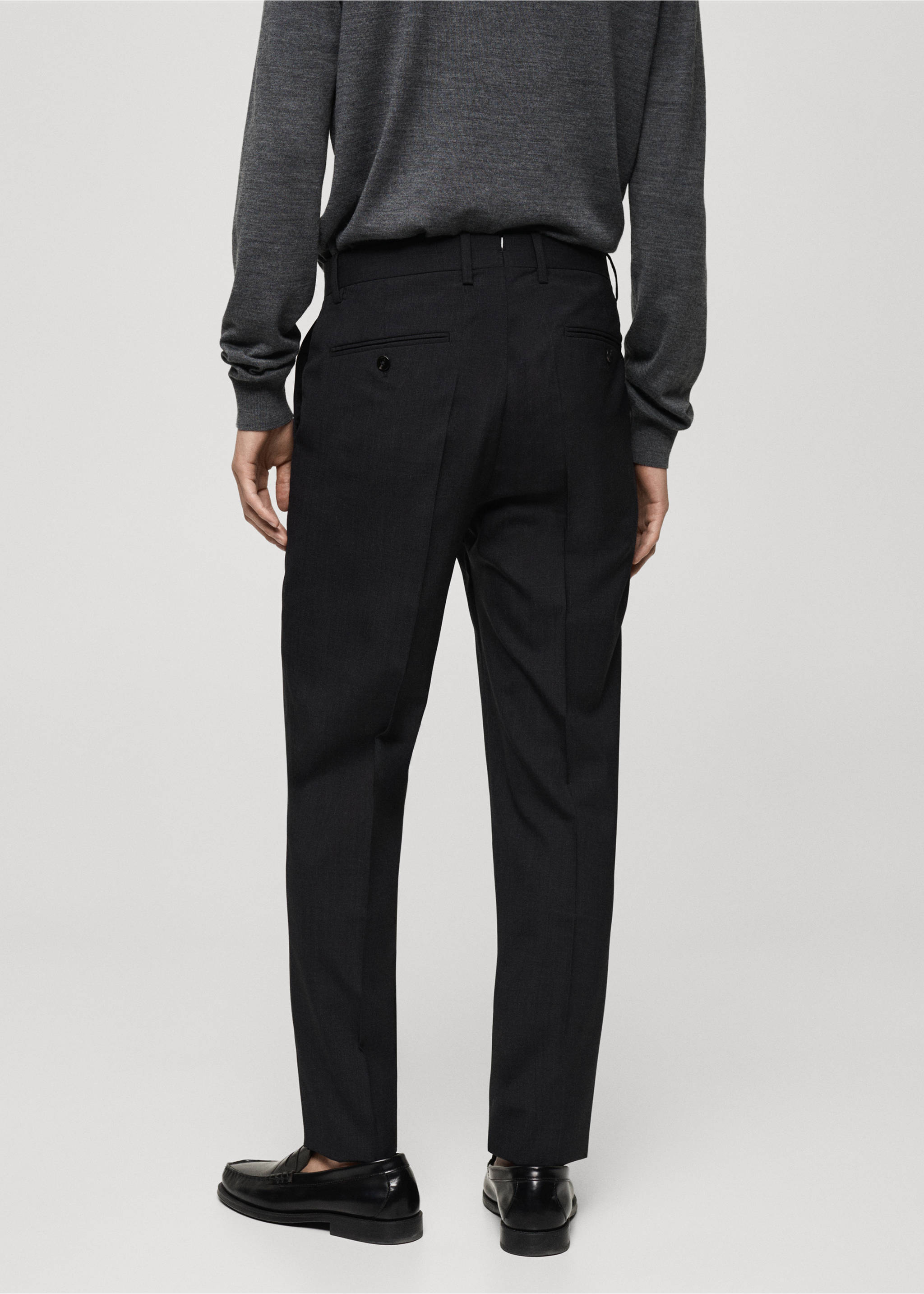 100% virgin wool slim-fit suit trousers - Reverse of the article, Grey. Ref: 77035971-00.
