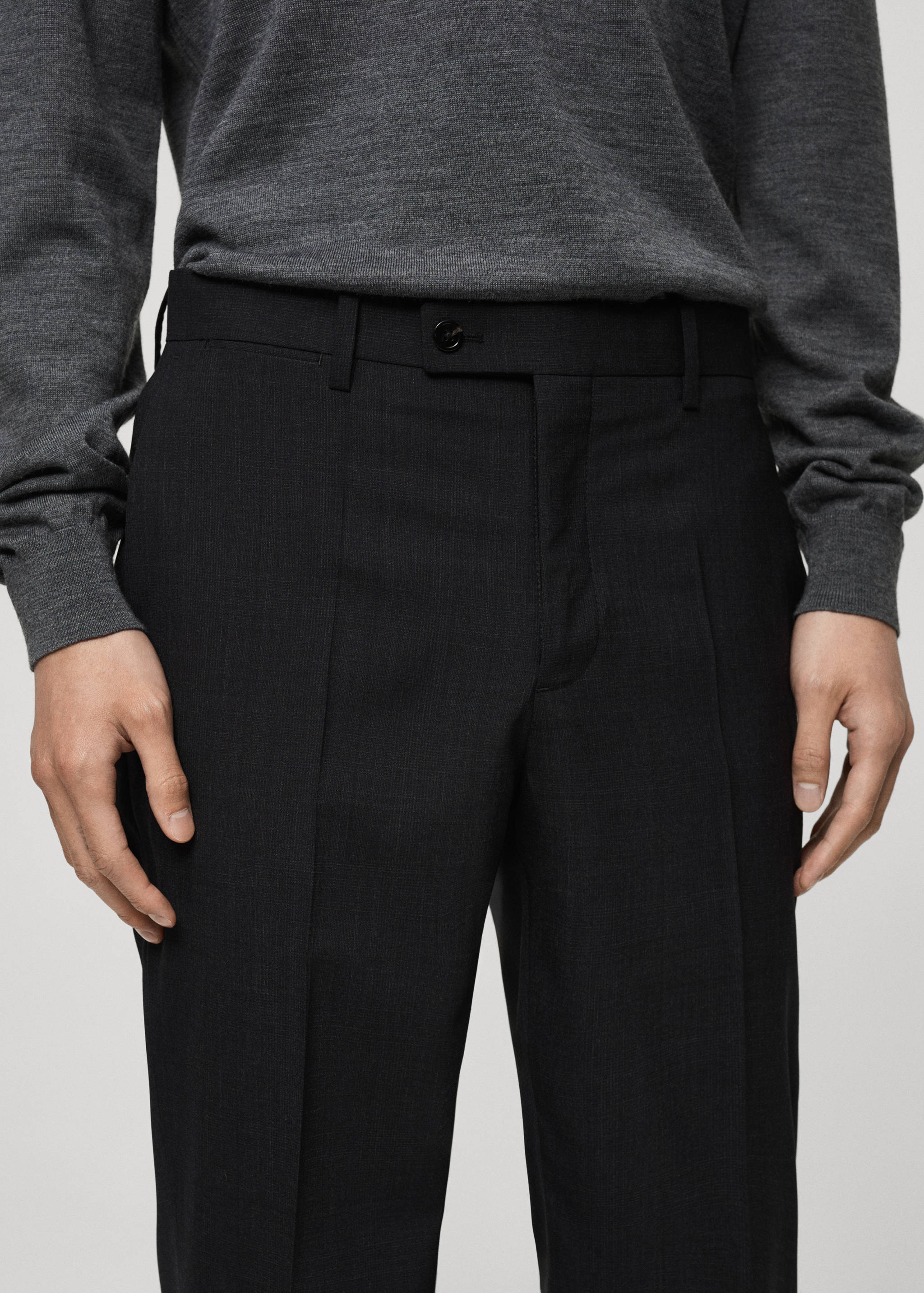 100% virgin wool slim-fit suit trousers - Details of the article 1