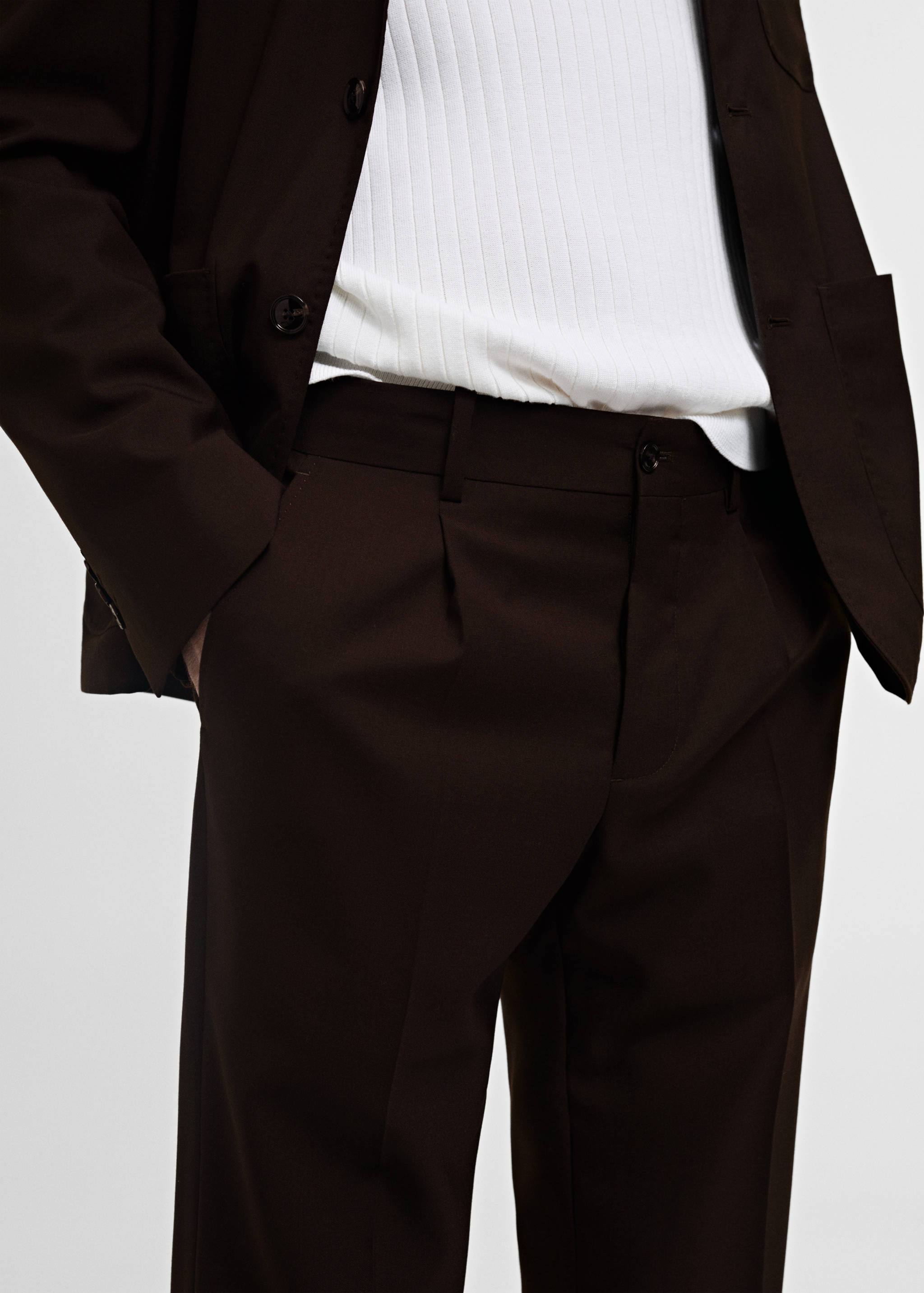 100% wool regular-fit suit trousers - Details of the article 1
