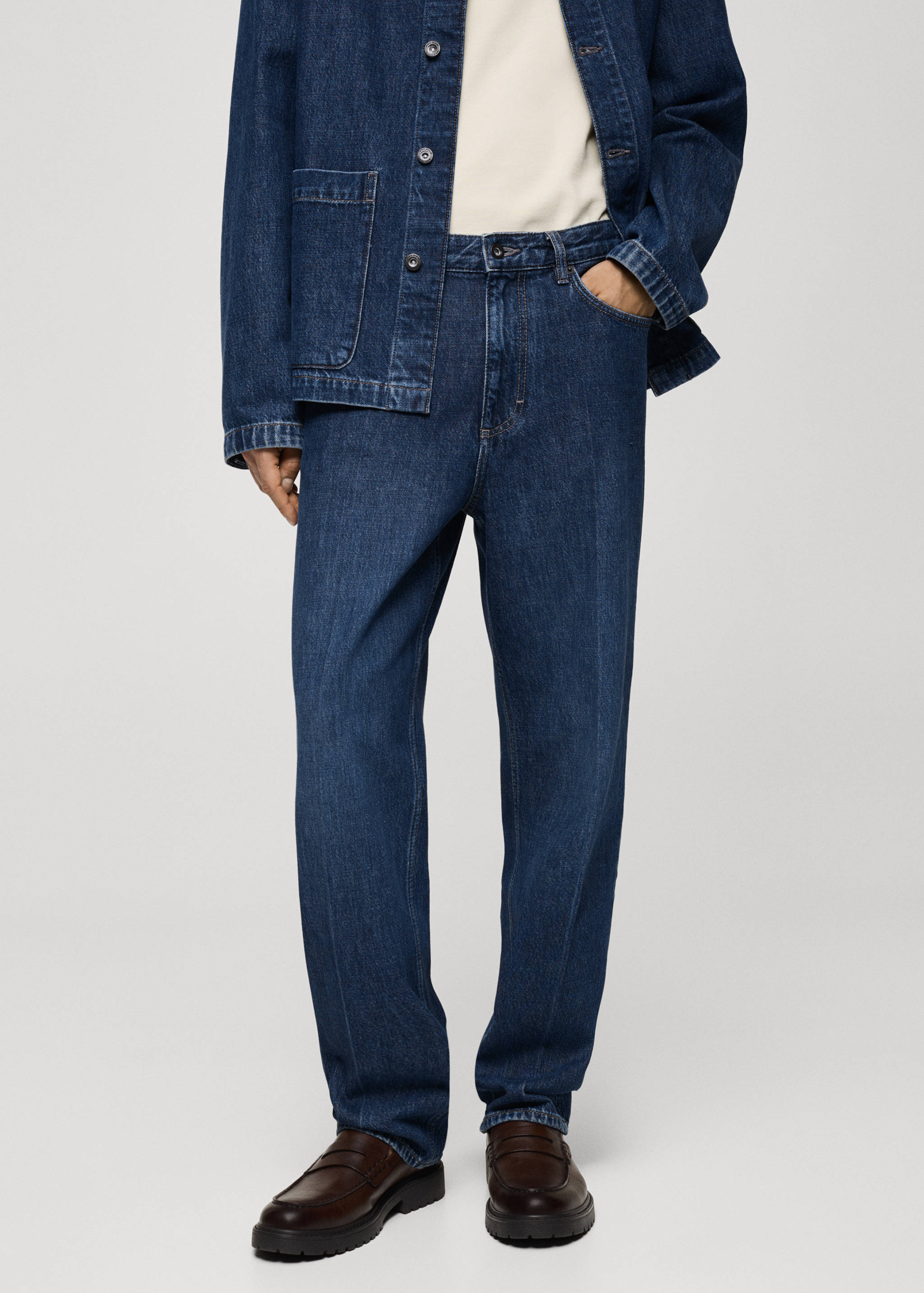 Jeans relaxed-fit riga stirata - Piano medio