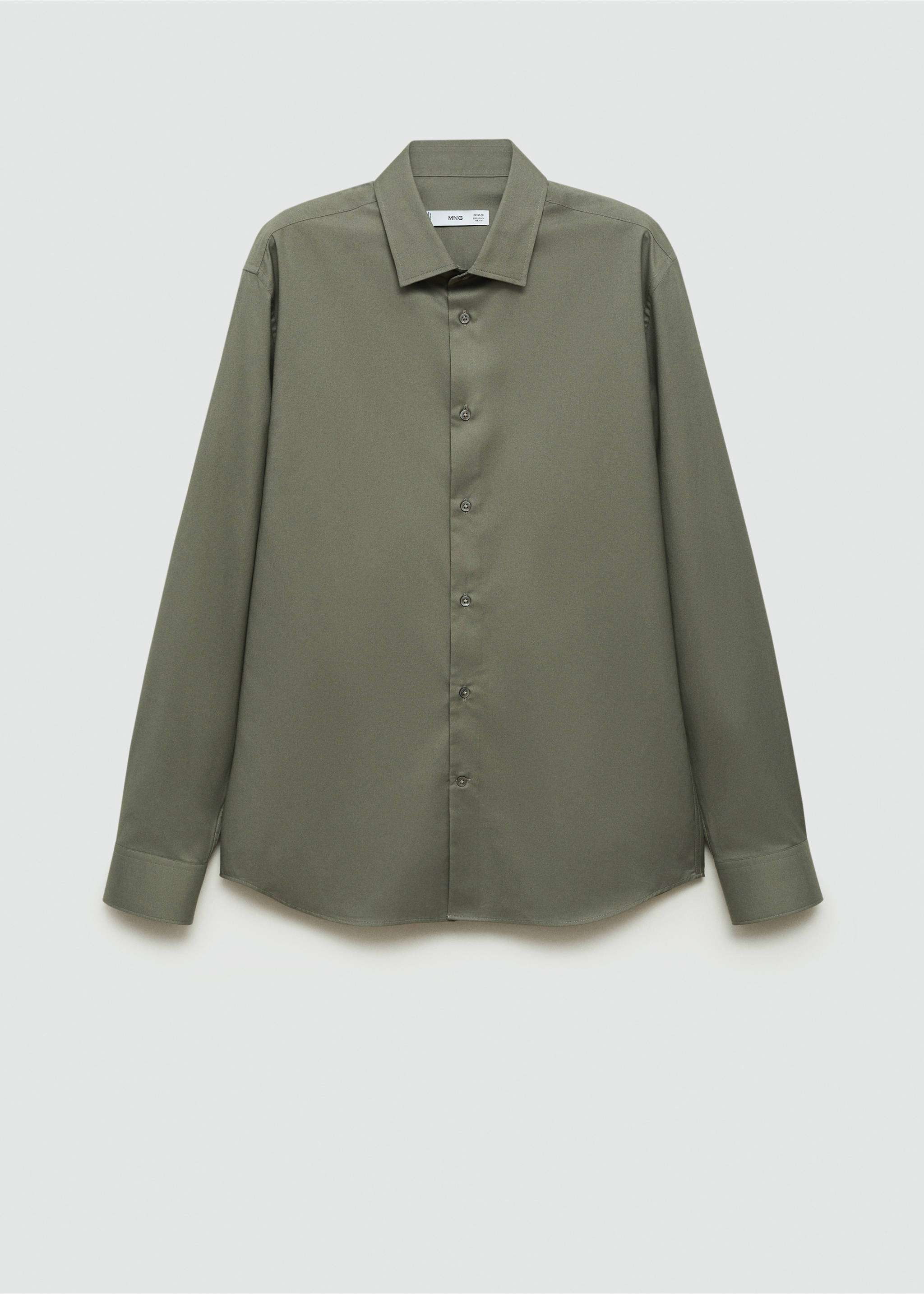 Regular-fit 100% cotton shirt - Article without model, Green. Ref: 77035976-00.
