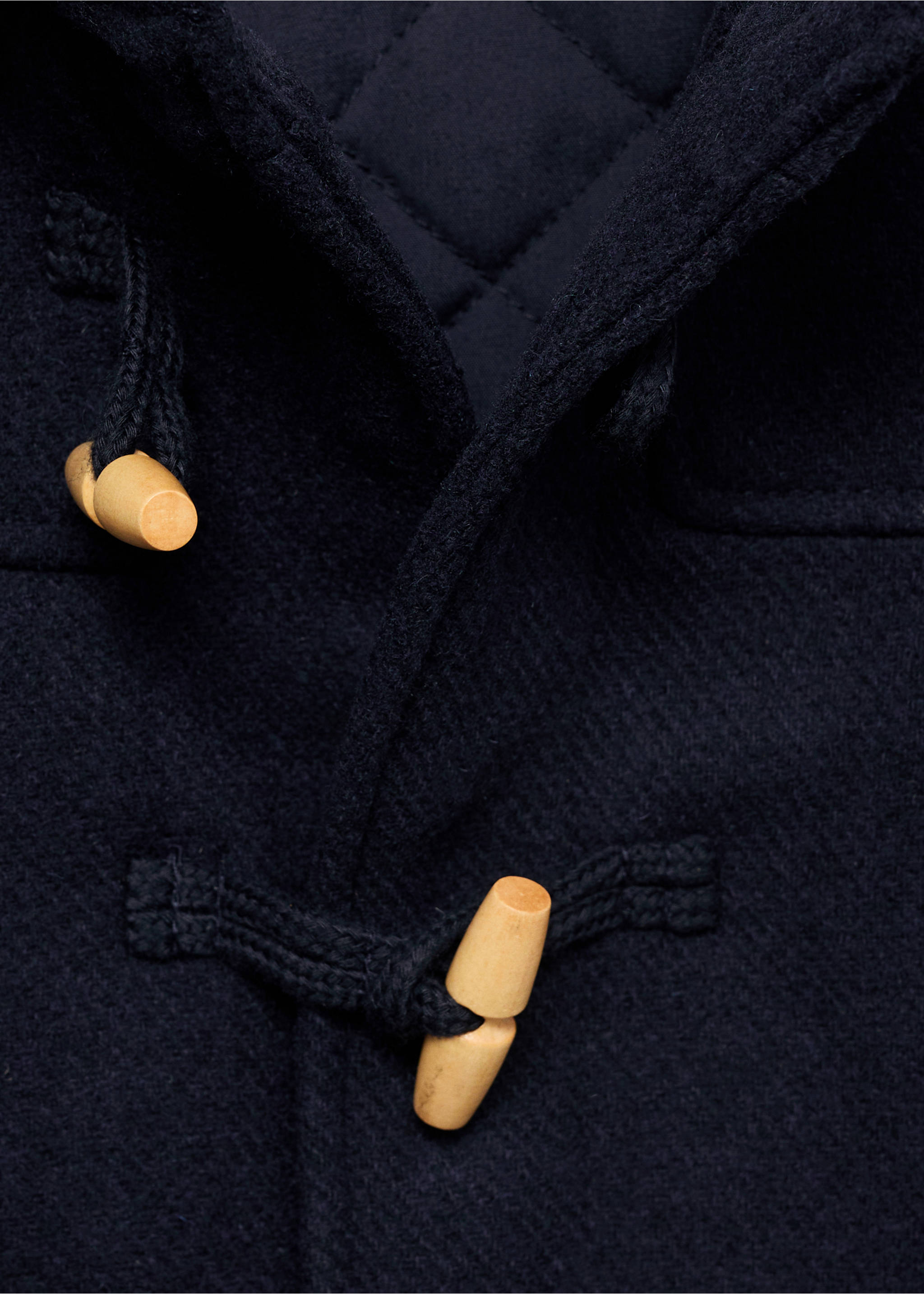 Long hooded coat - Details of the article 8, Dark Navy. Ref: 77035979-00.