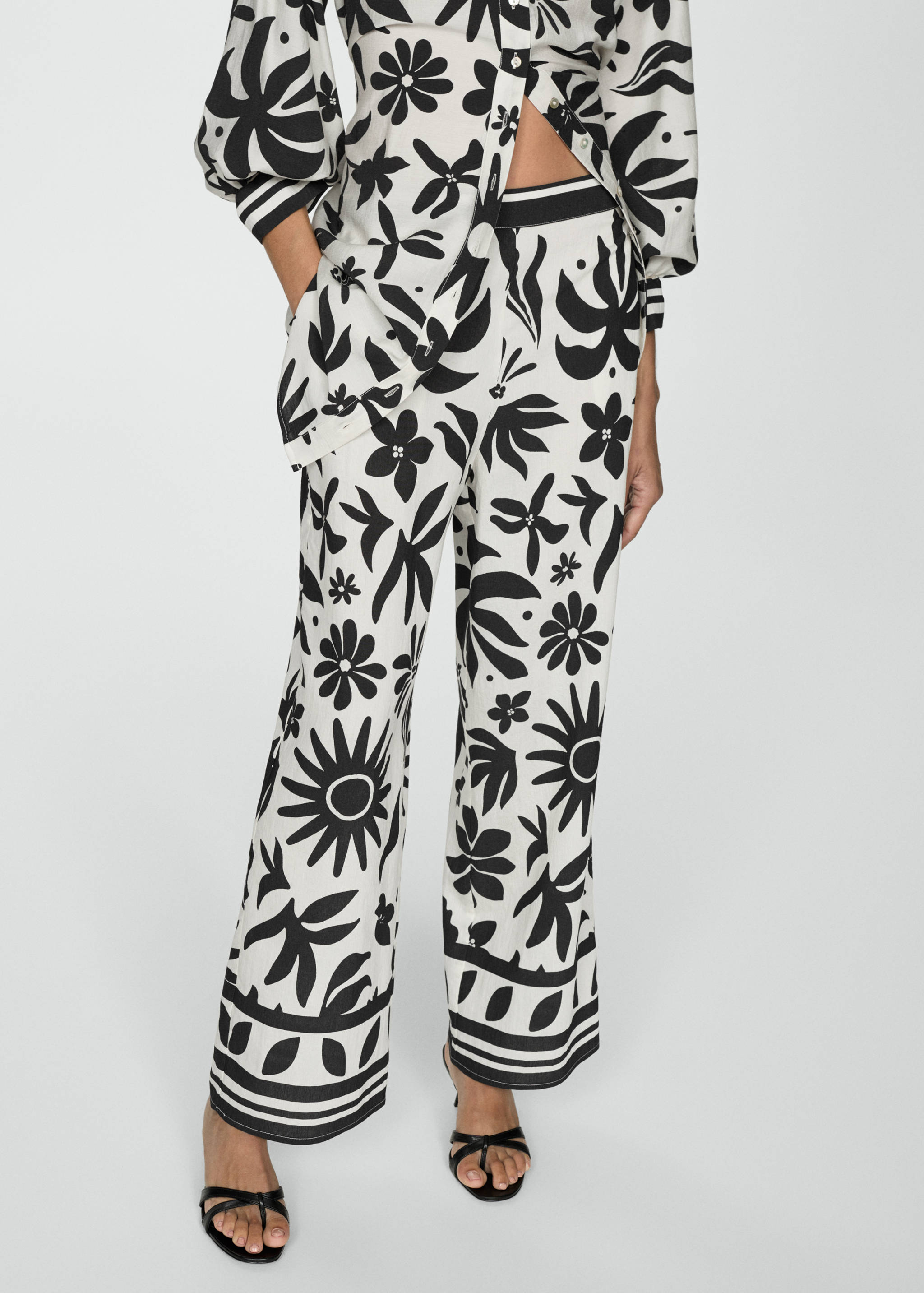 Floral-print wide leg pants - Medium plane