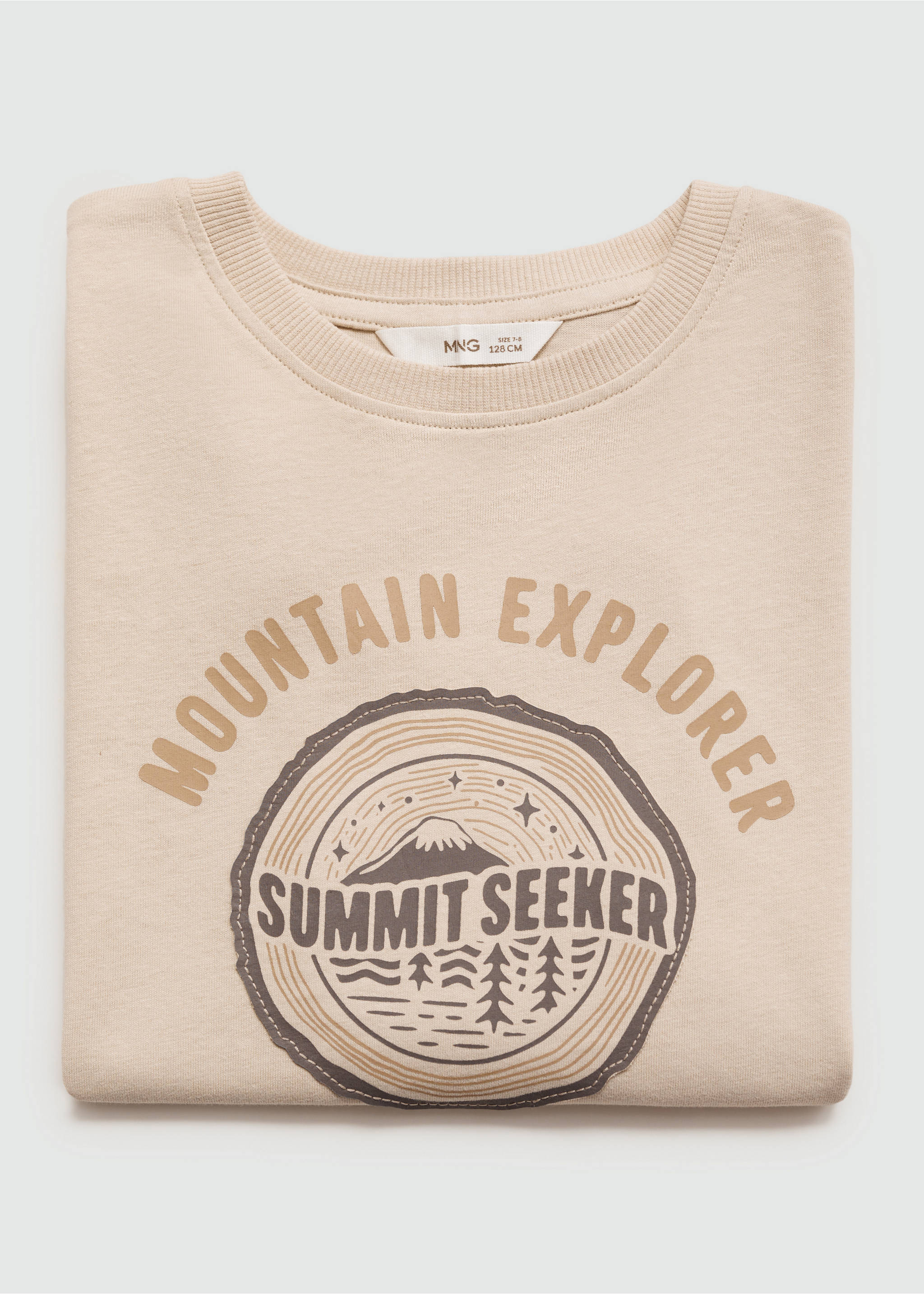 Printed cotton-blend T-shirt - Details of the article 0, Sand. Ref: 77035983-00.