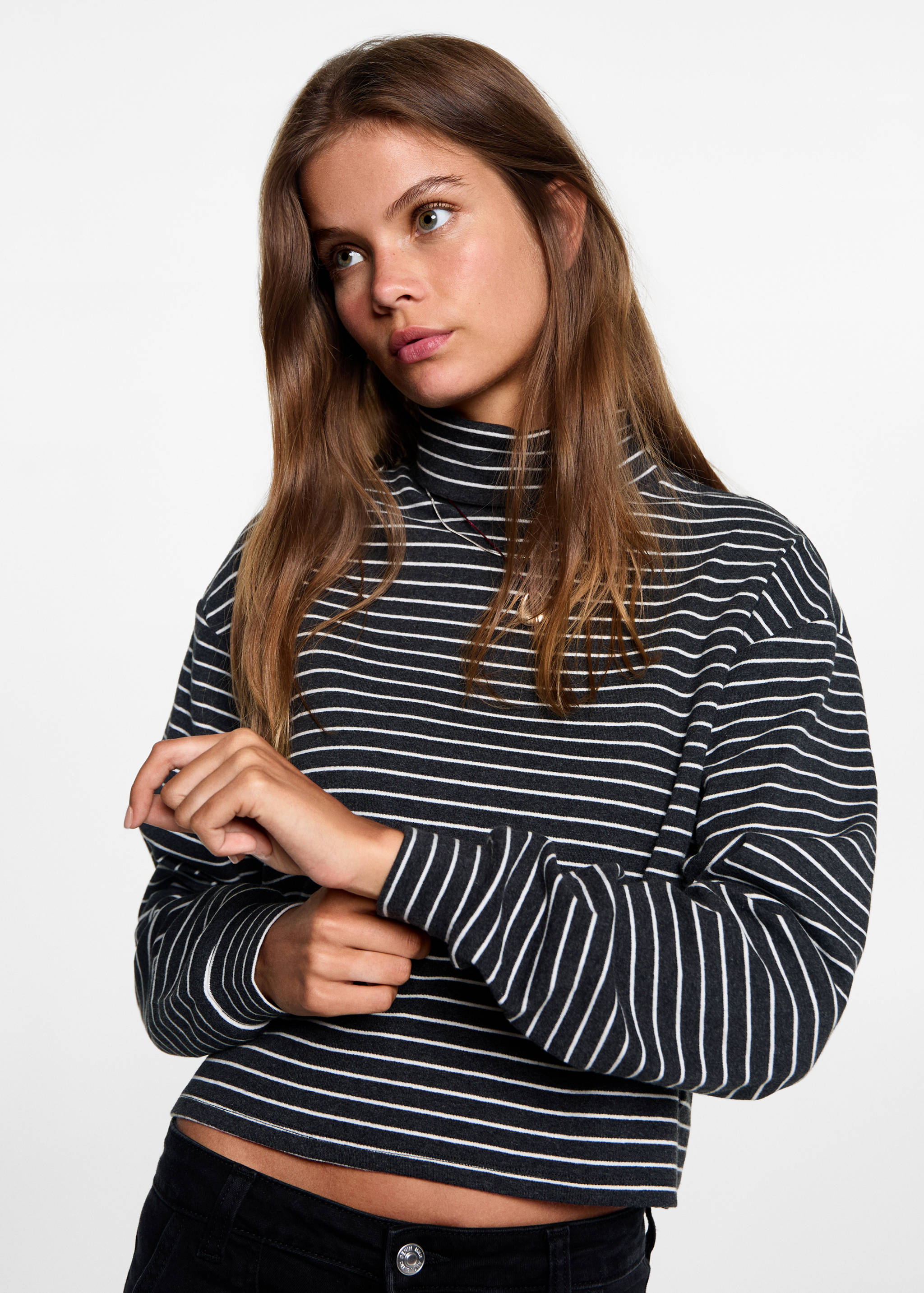 Striped turtleneck T-shirt - Medium plane