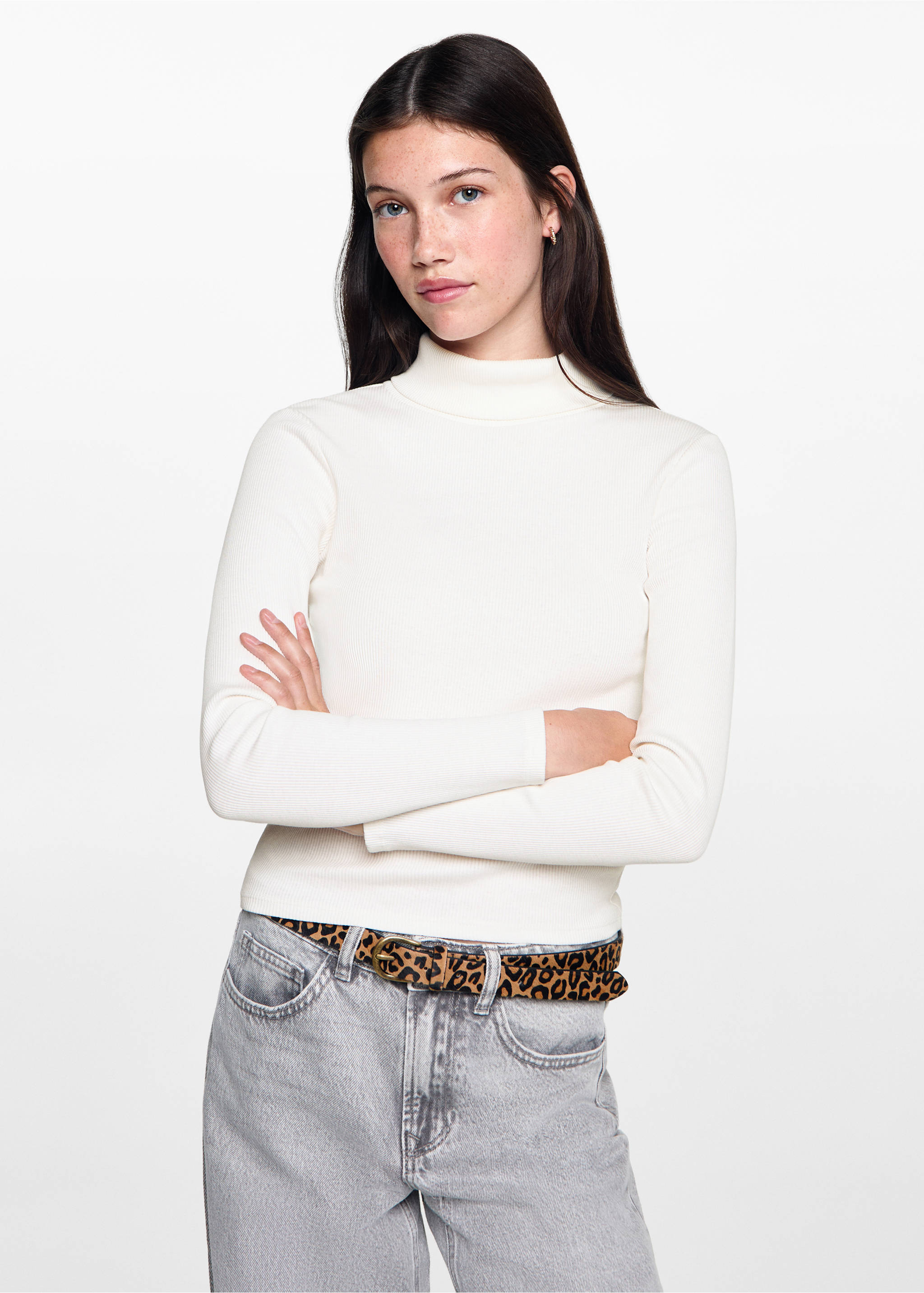 Long sleeve cotton t-shirt - Medium plane, Off White. Ref: 77035987-00.