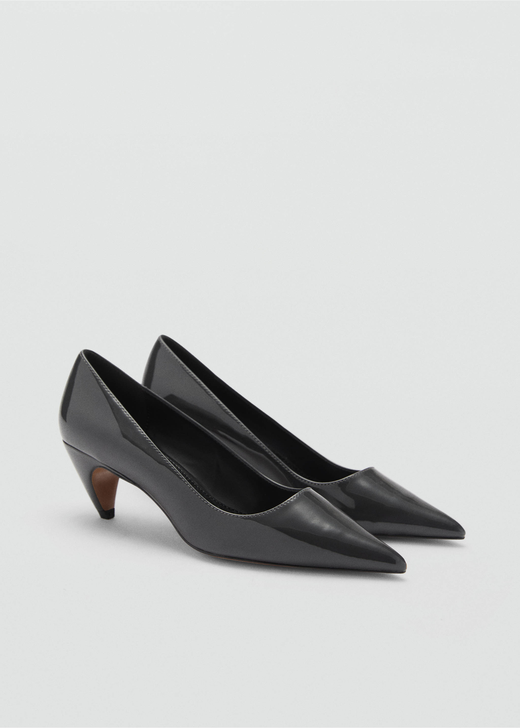 Patent leather heel shoes - Medium plane, Grey. Ref: 77035999-00.