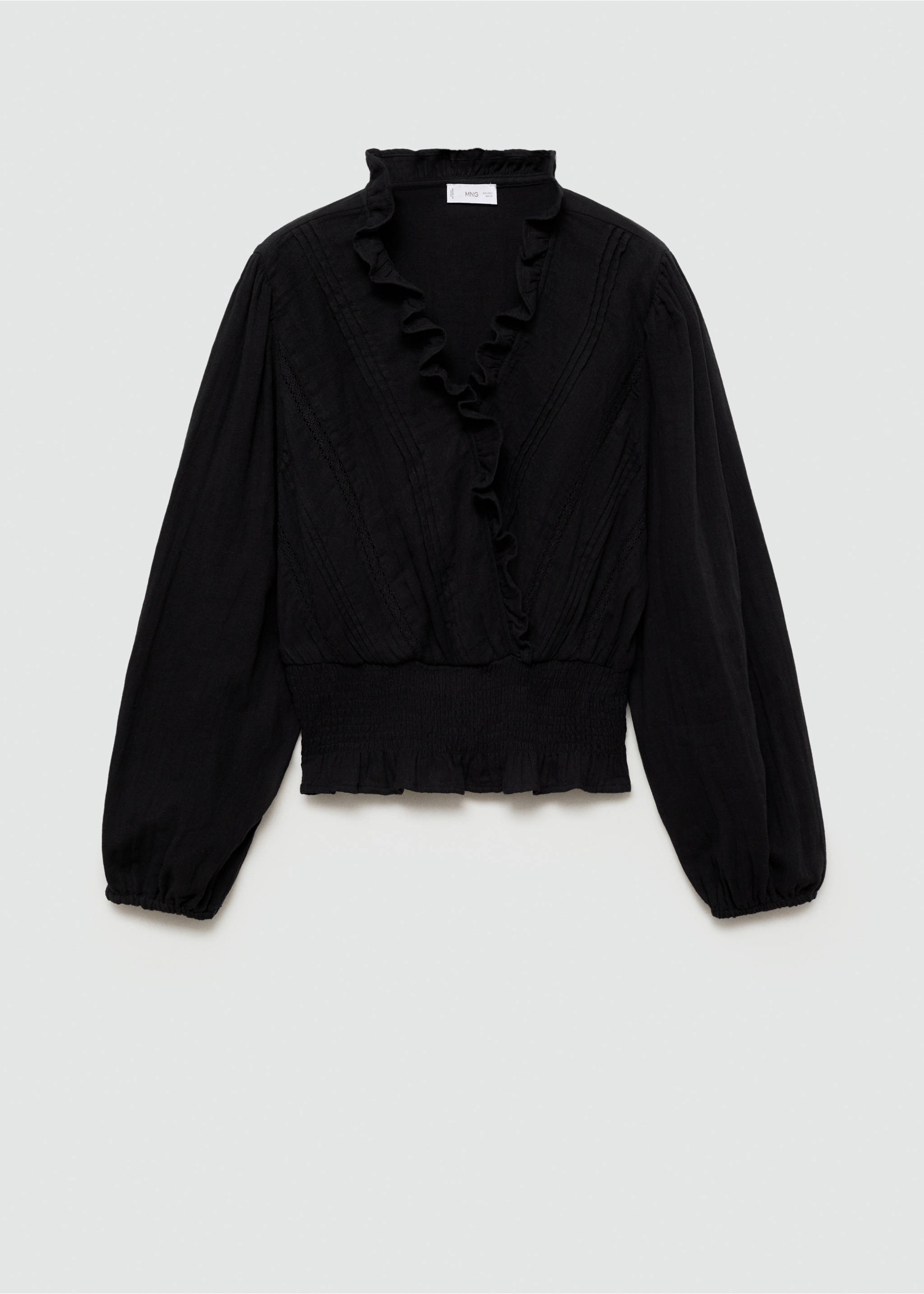 Wrap V-neckline blouse - Article without model, Black. Ref: 77036001-00.