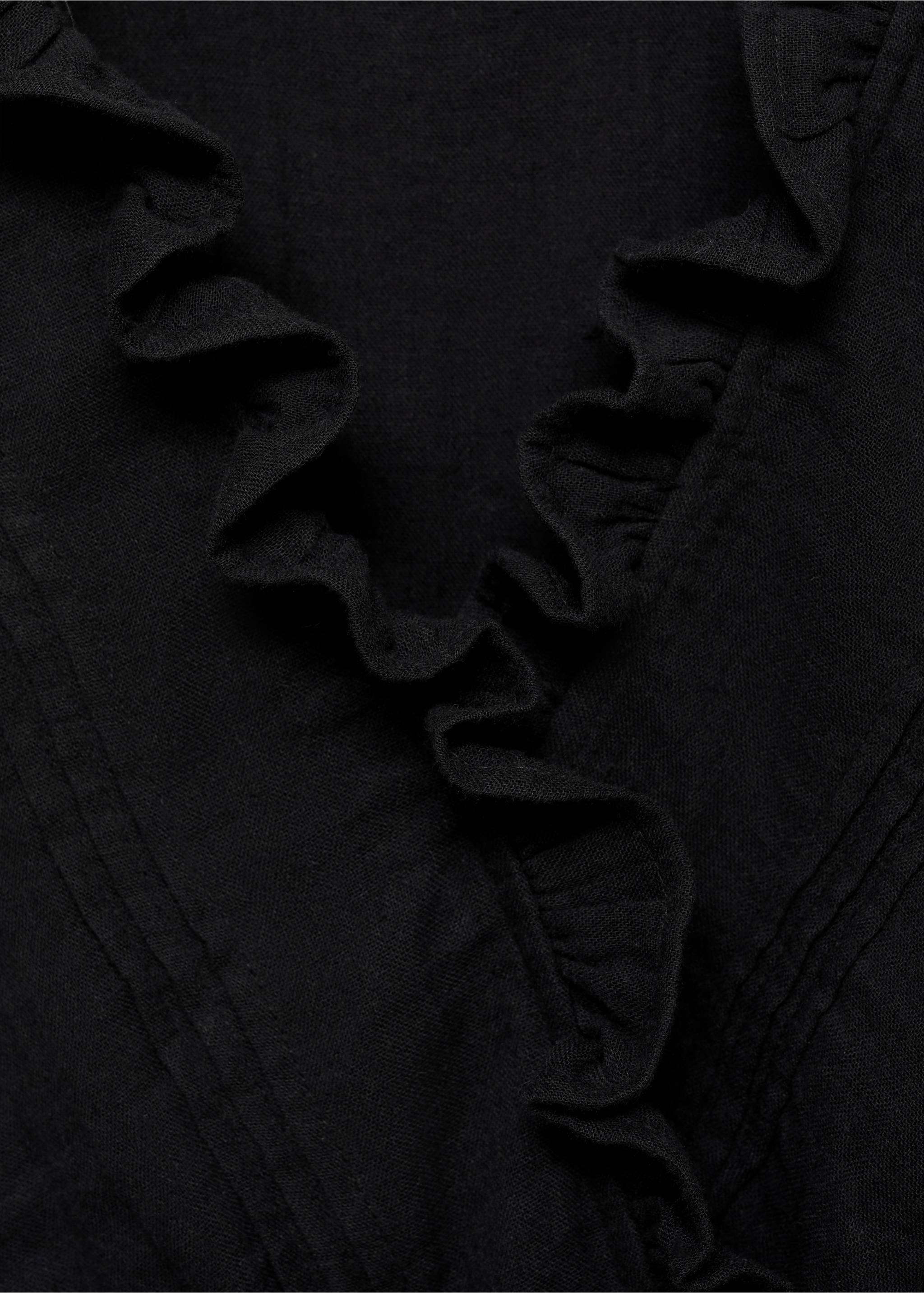 Wrap V-neckline blouse - Details of the article 8, Black. Ref: 77036001-00.