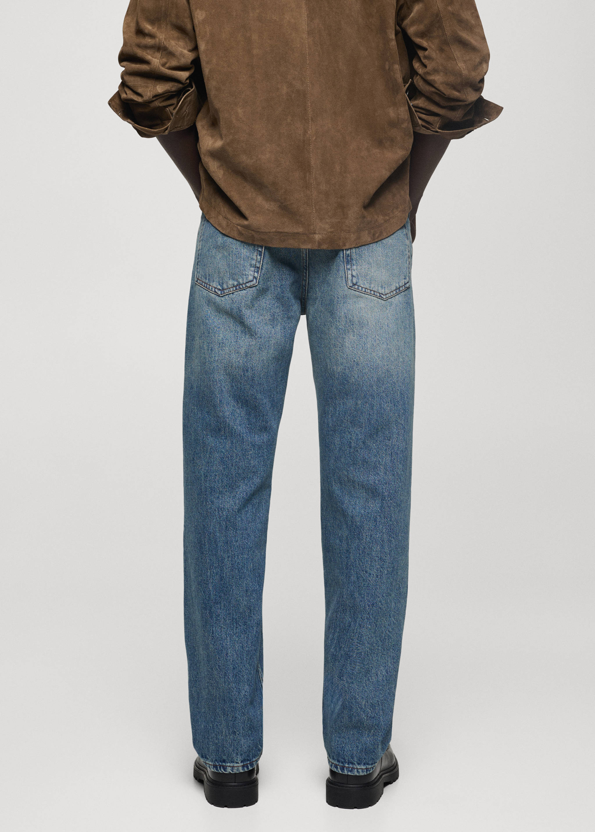 Straight-fit jeans with frayed effect - Reverse of the article