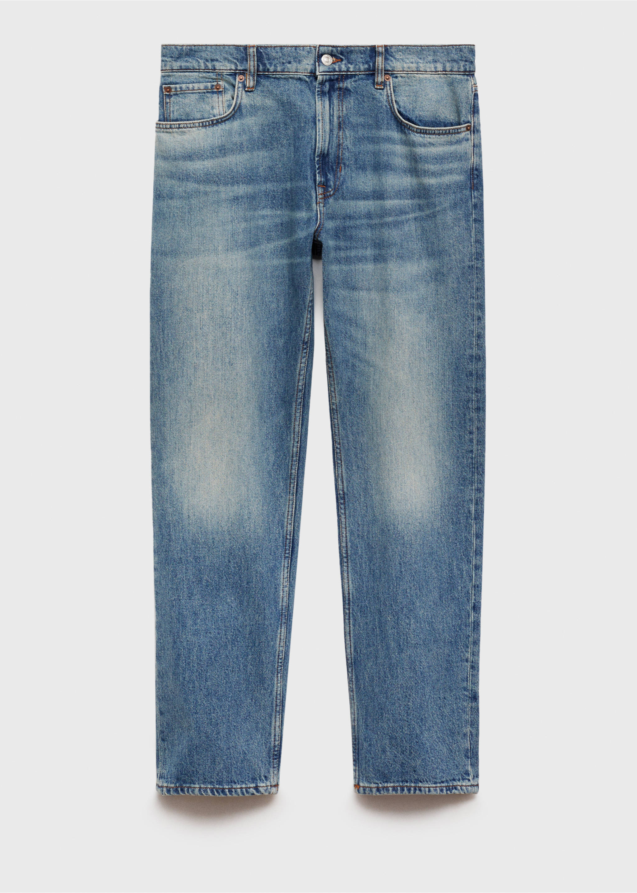 Straight-fit jeans with frayed effect - Article without model, Medium Vintage Blue. Ref: 77036003-00.