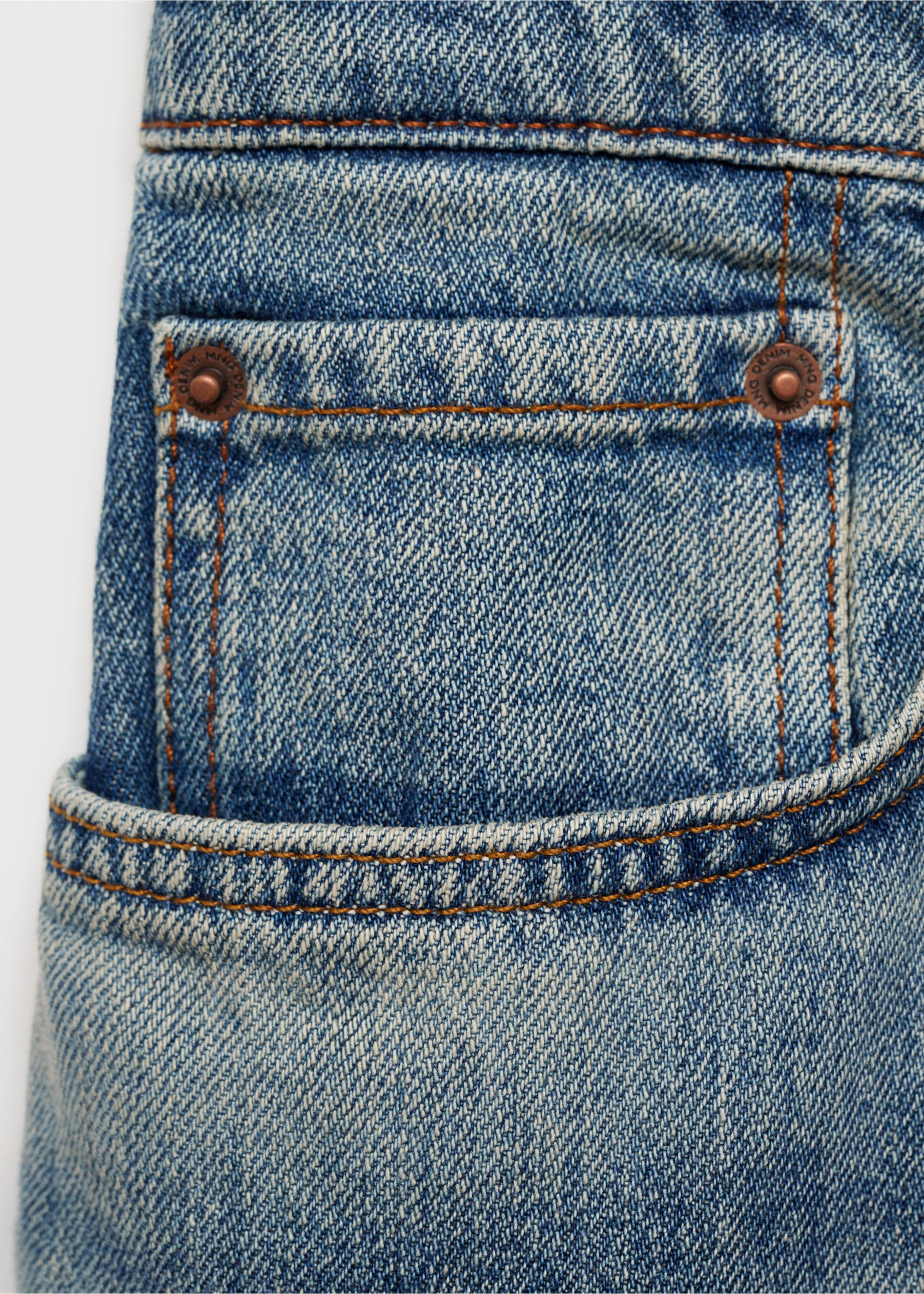 Straight-fit jeans with frayed effect - Details of the article 8, Medium Vintage Blue. Ref: 77036003-00.