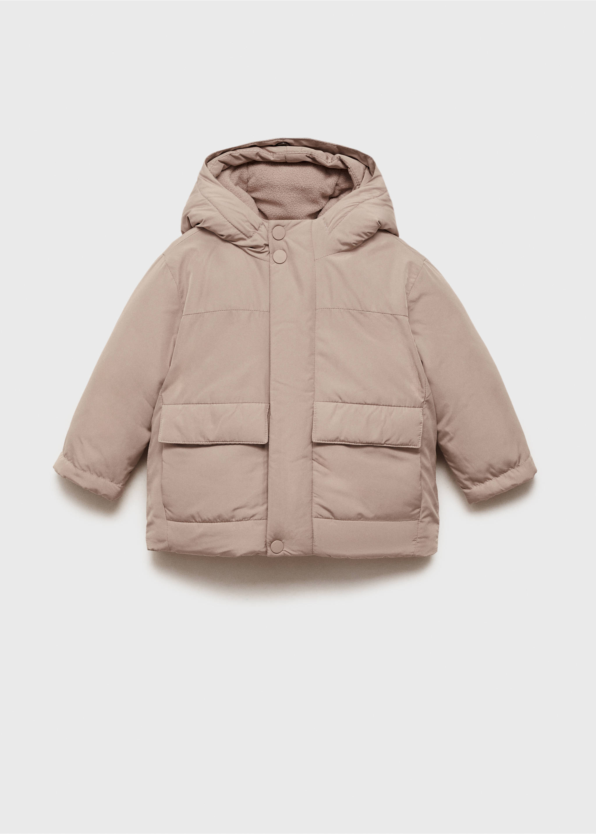 Fleece-lined quilted anorak - Details of the article 8, Medium Brown. Ref: 77036337-00.