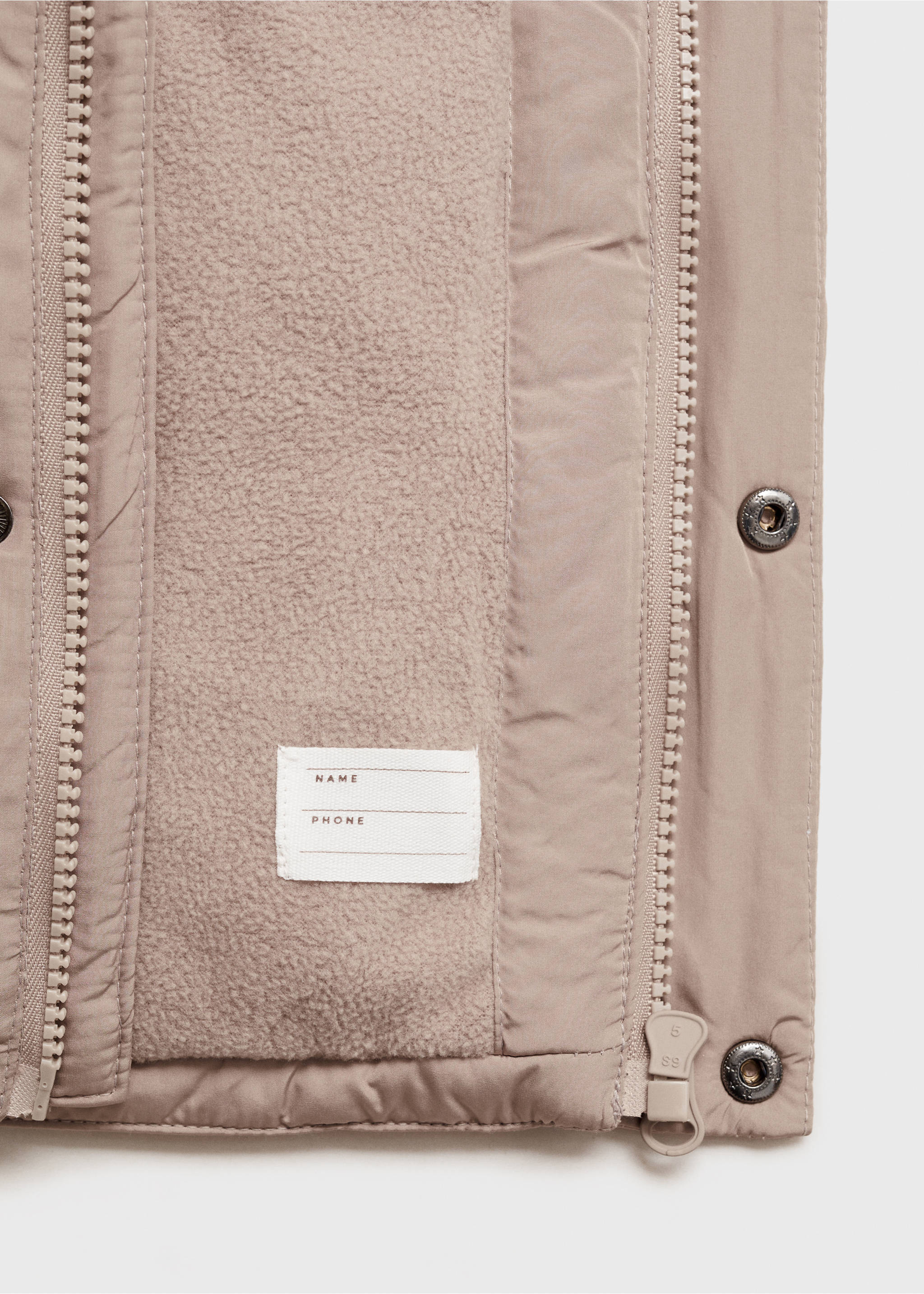 Fleece-lined quilted anorak - Details of the article 0, Medium Brown. Ref: 77036337-00.