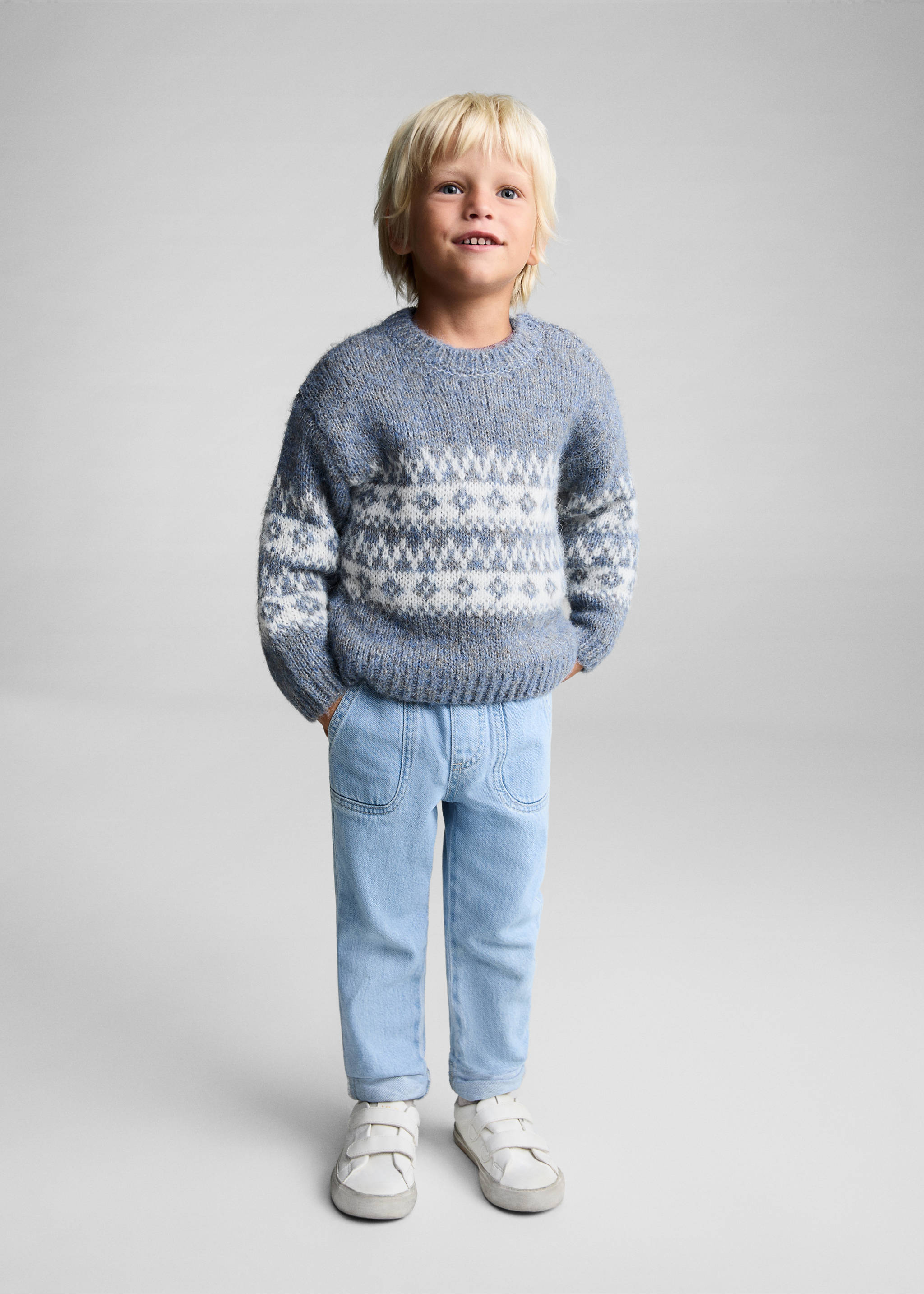 Jacquard knitted sweater - General plane, Blue. Ref: 77036345-00.