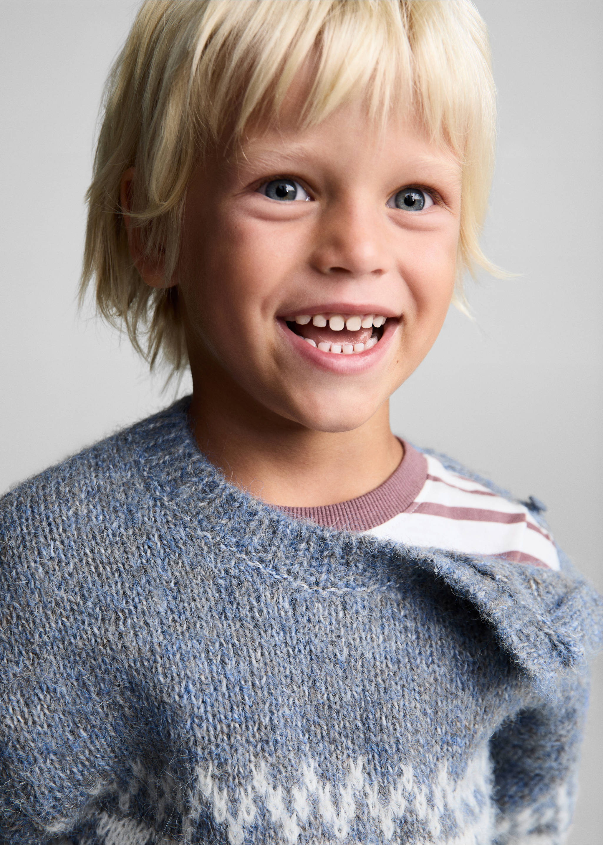 Jacquard knitted sweater - Details of the article 1, Blue. Ref: 77036345-00.