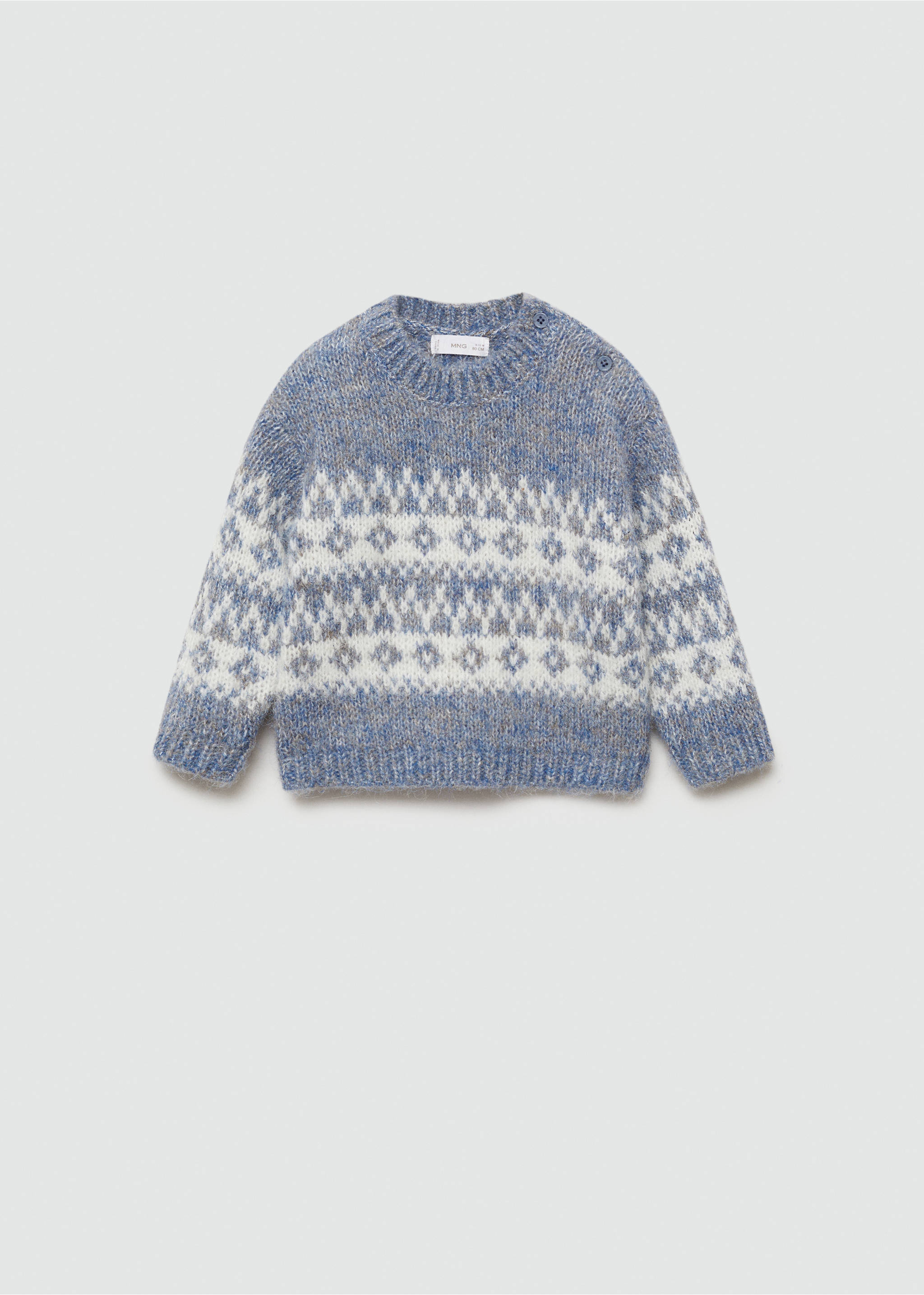 Jacquard knitted sweater - Article without model, Blue. Ref: 77036345-00.