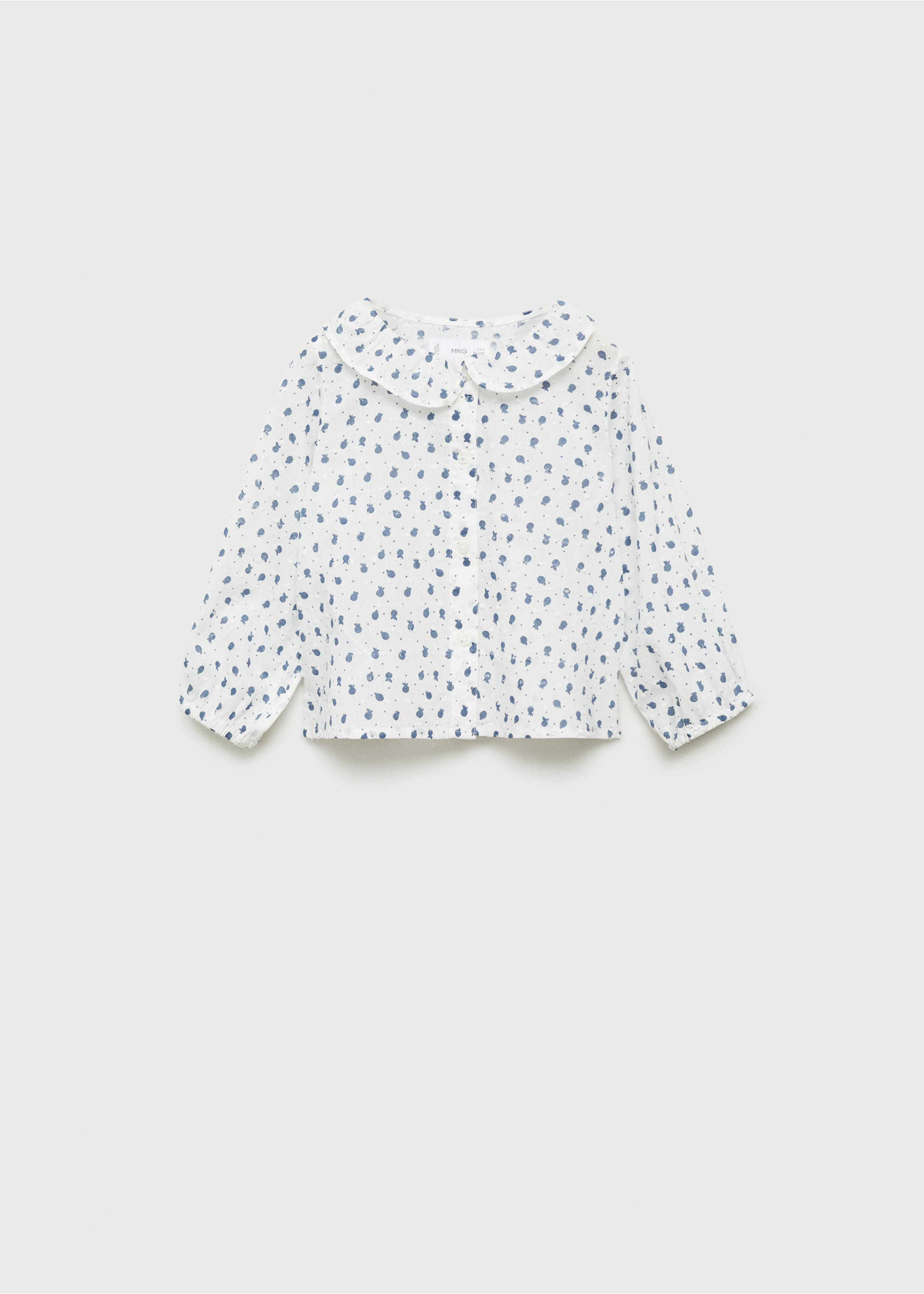 Printed blouse with babydoll collar - Article without model, Off White. Ref: 77036347-00.