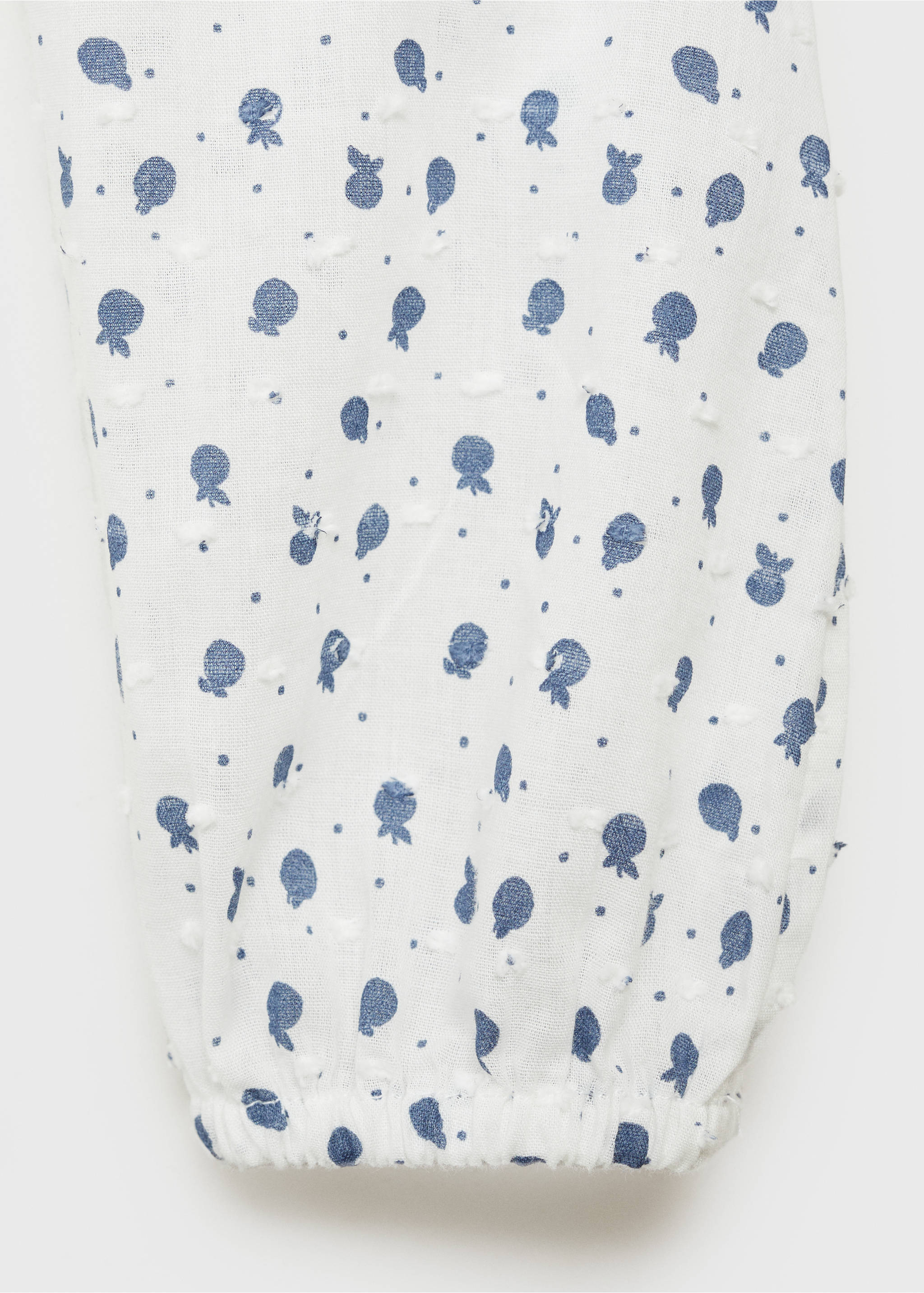 Printed blouse with babydoll collar - Details of the article 0, Off White. Ref: 77036347-00.