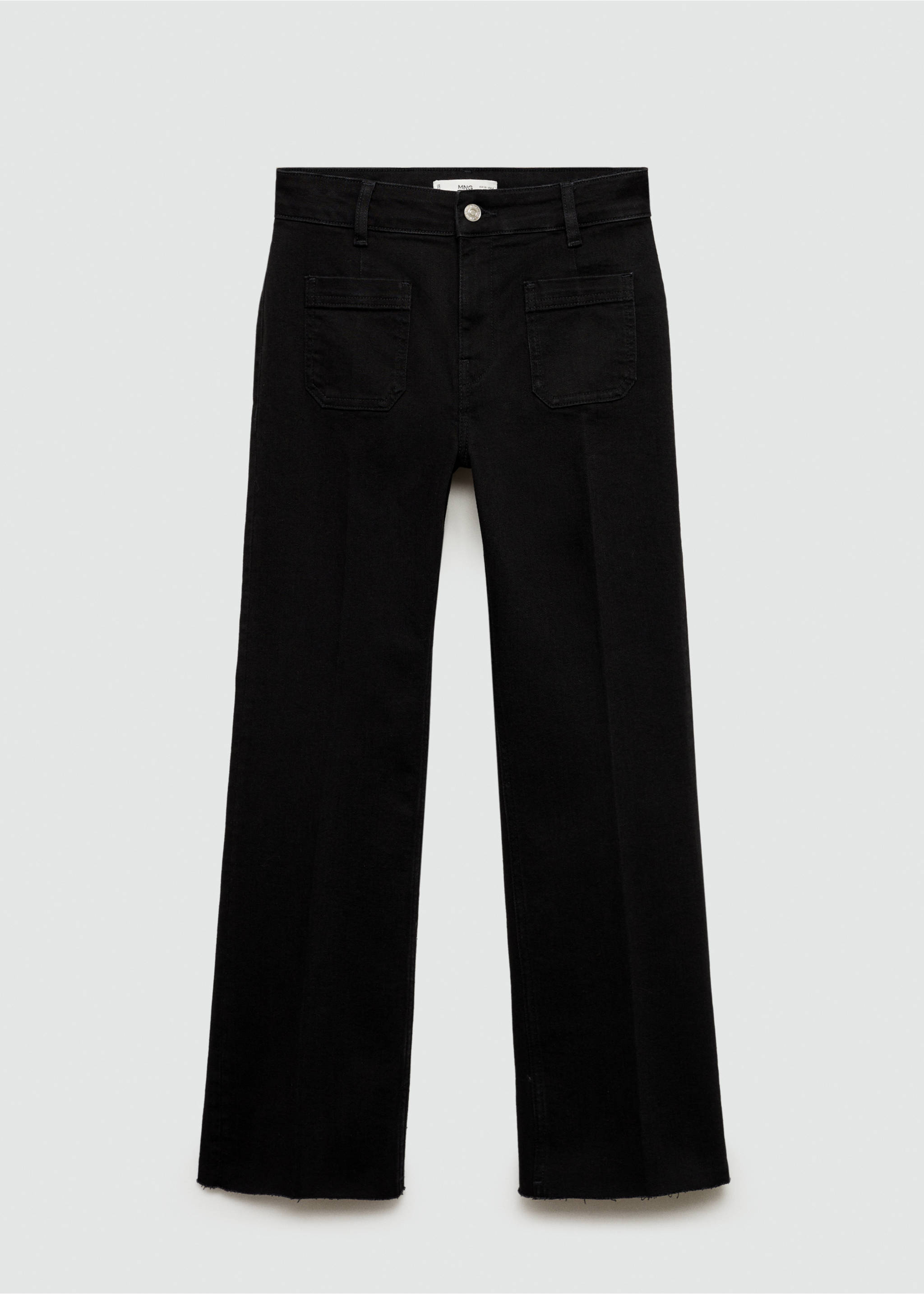 Flared cropped jeans with pockets - Article without model, Black denim. Ref: 77036356-00.