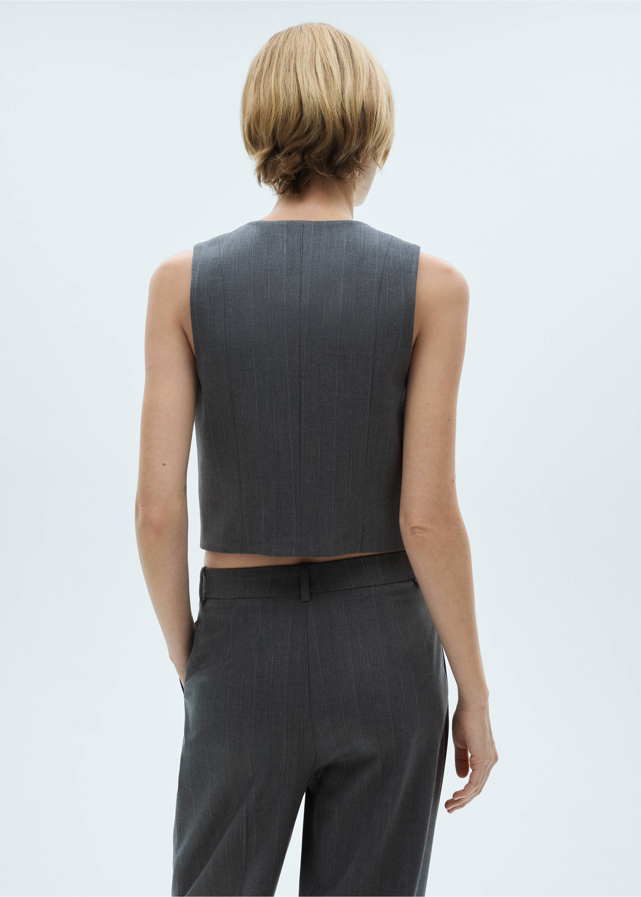 Pinstriped suit vest - Reverse of the article, Grey. Ref: 77036725-00.