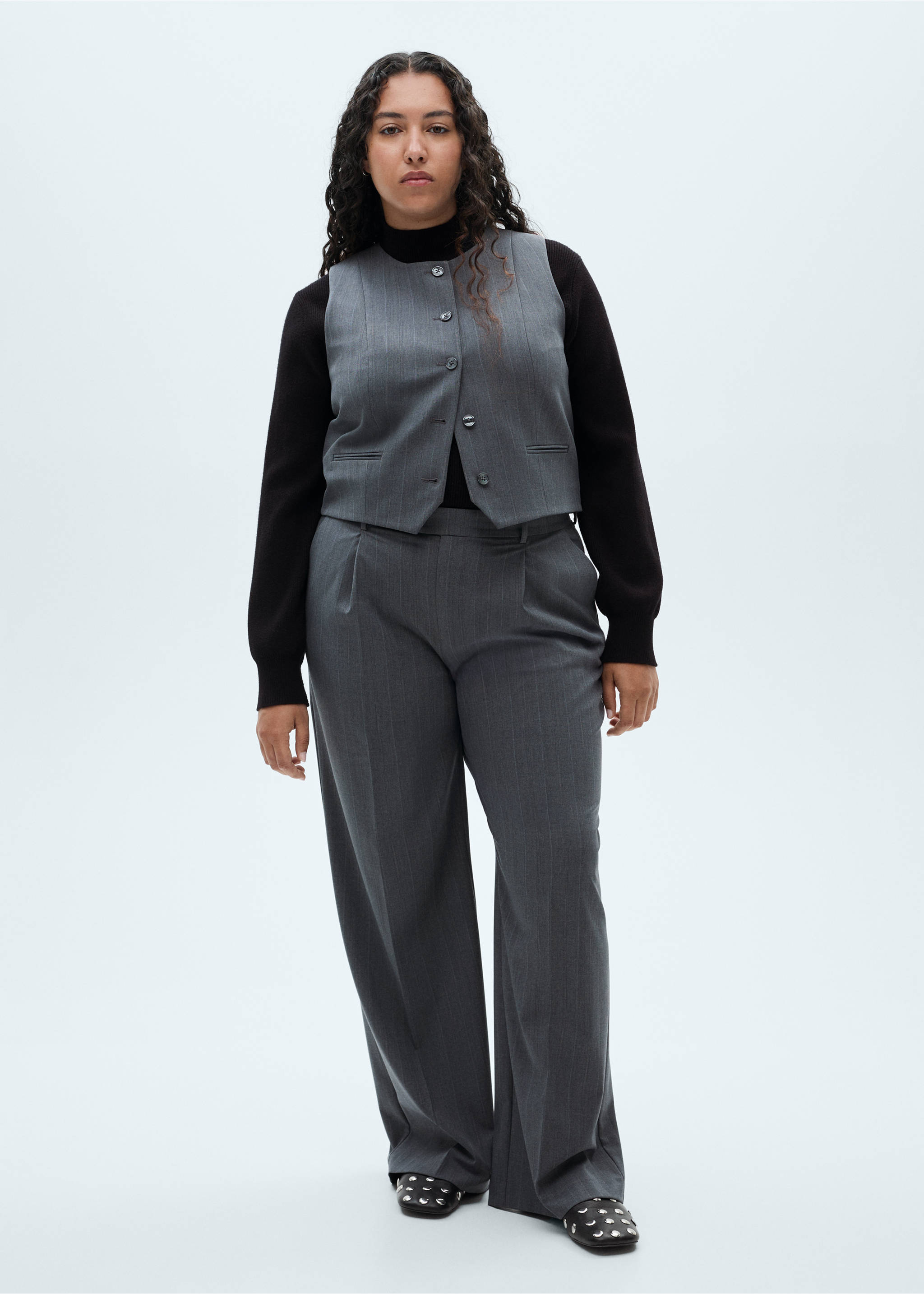 Pinstriped suit vest - Details of the article 3, Grey. Ref: 77036725-00.