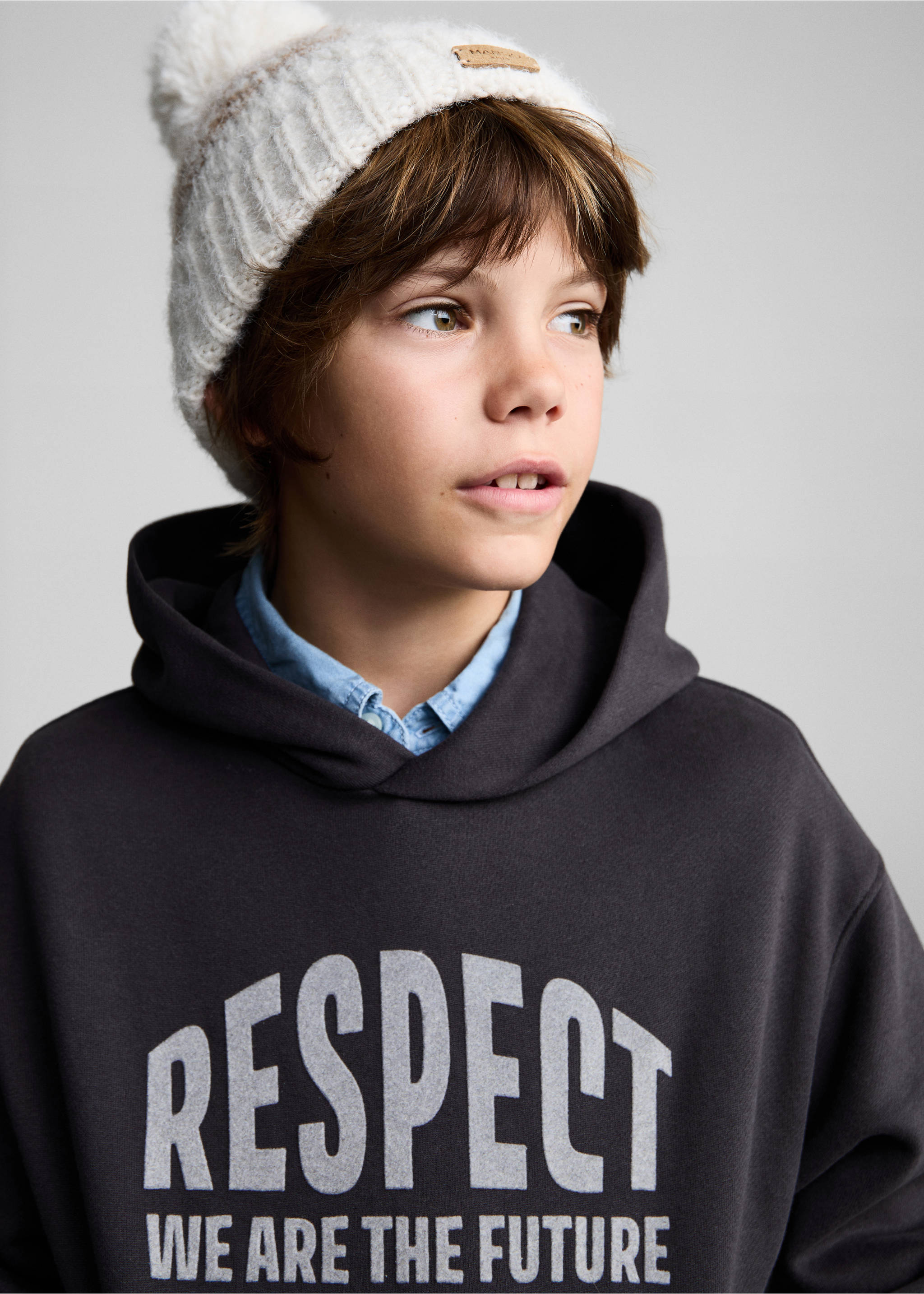 Sudadera estampada capucha - Detalle del artículo 1, Gris antracita. Ref: 77036727-00.