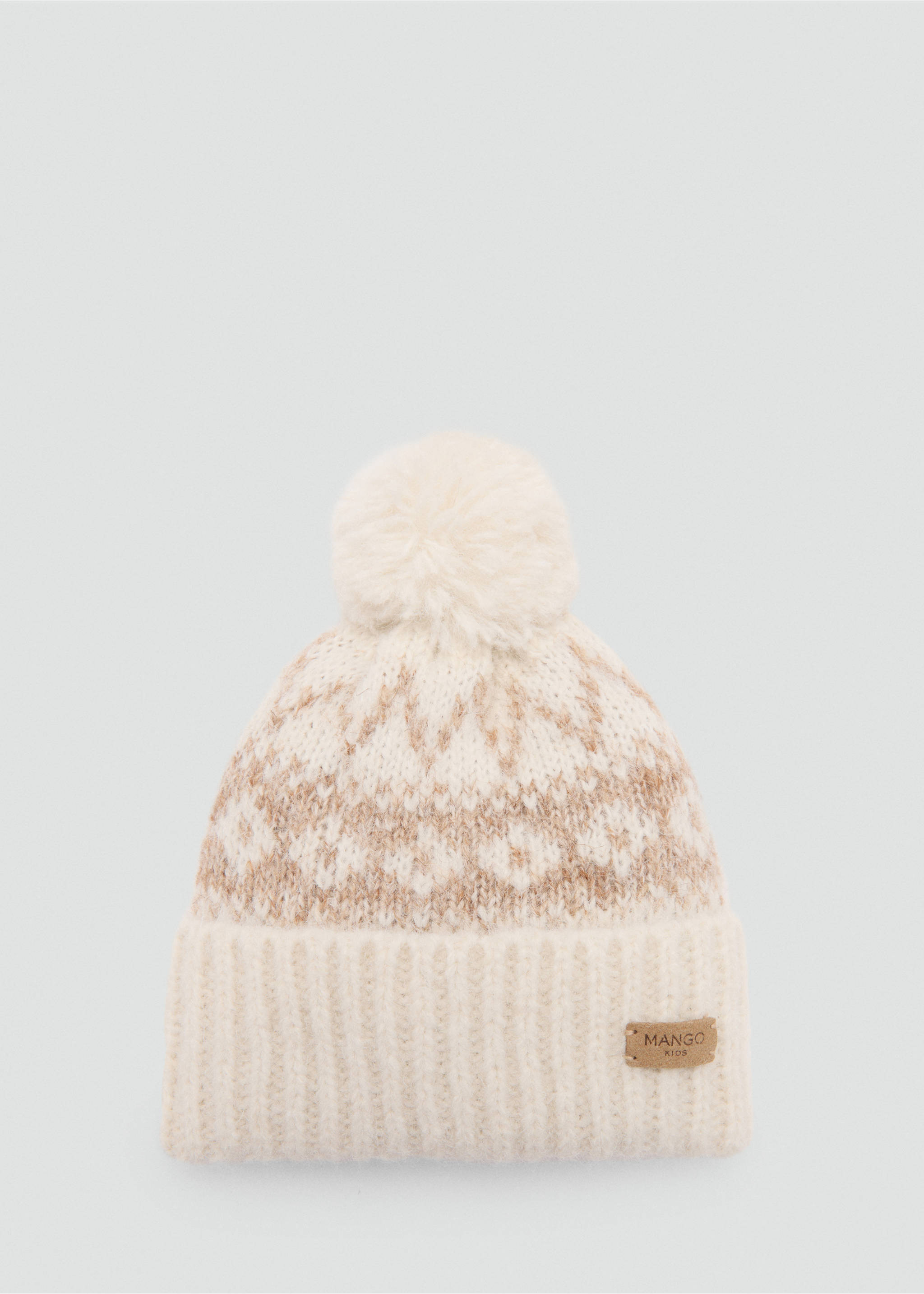 Jacquard pompom beanie - Article without model, Ecru. Ref: 77036732-00.