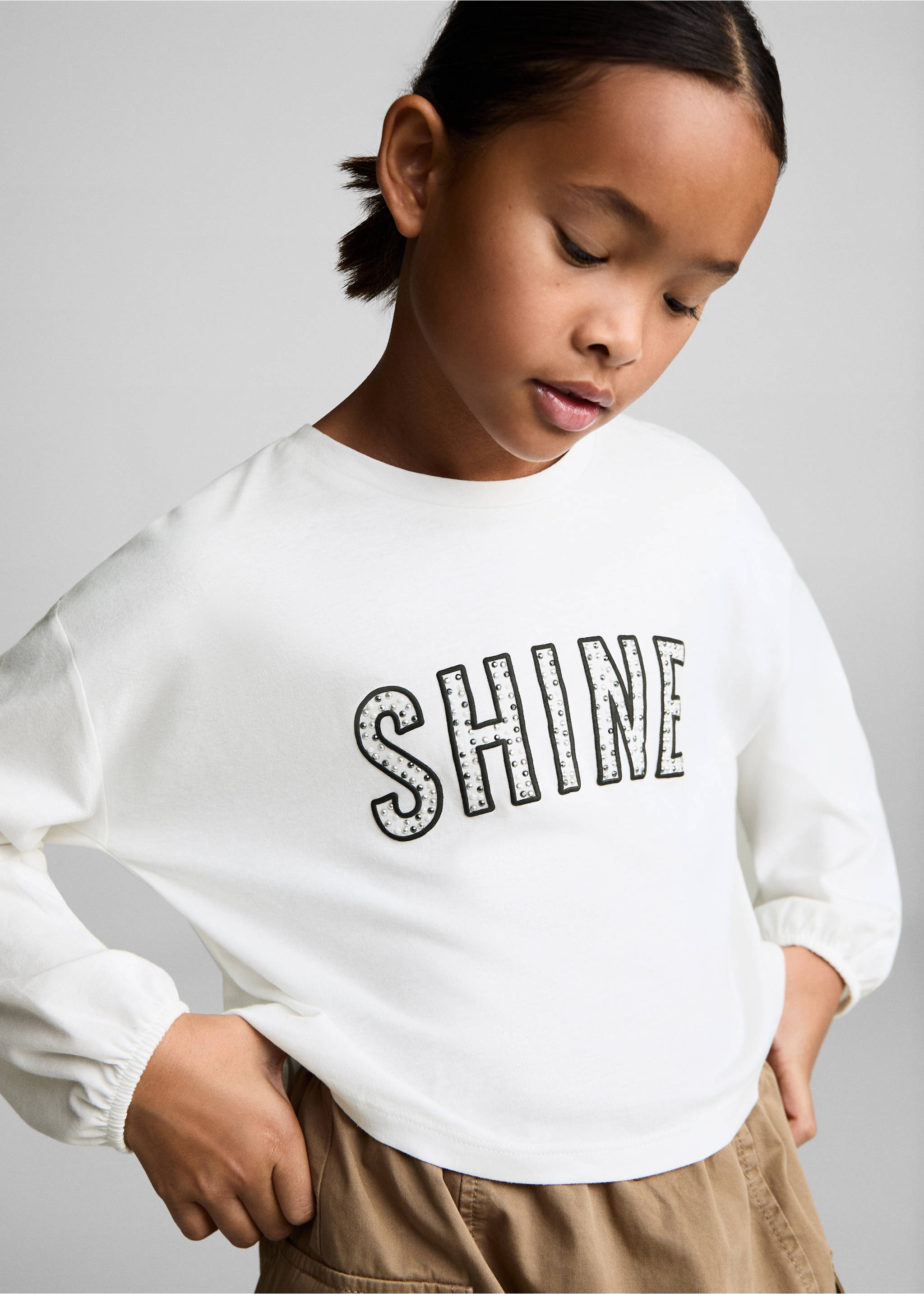 Bead detail T-shirt - Details of the article 1, Off White. Ref: 77036735-00.