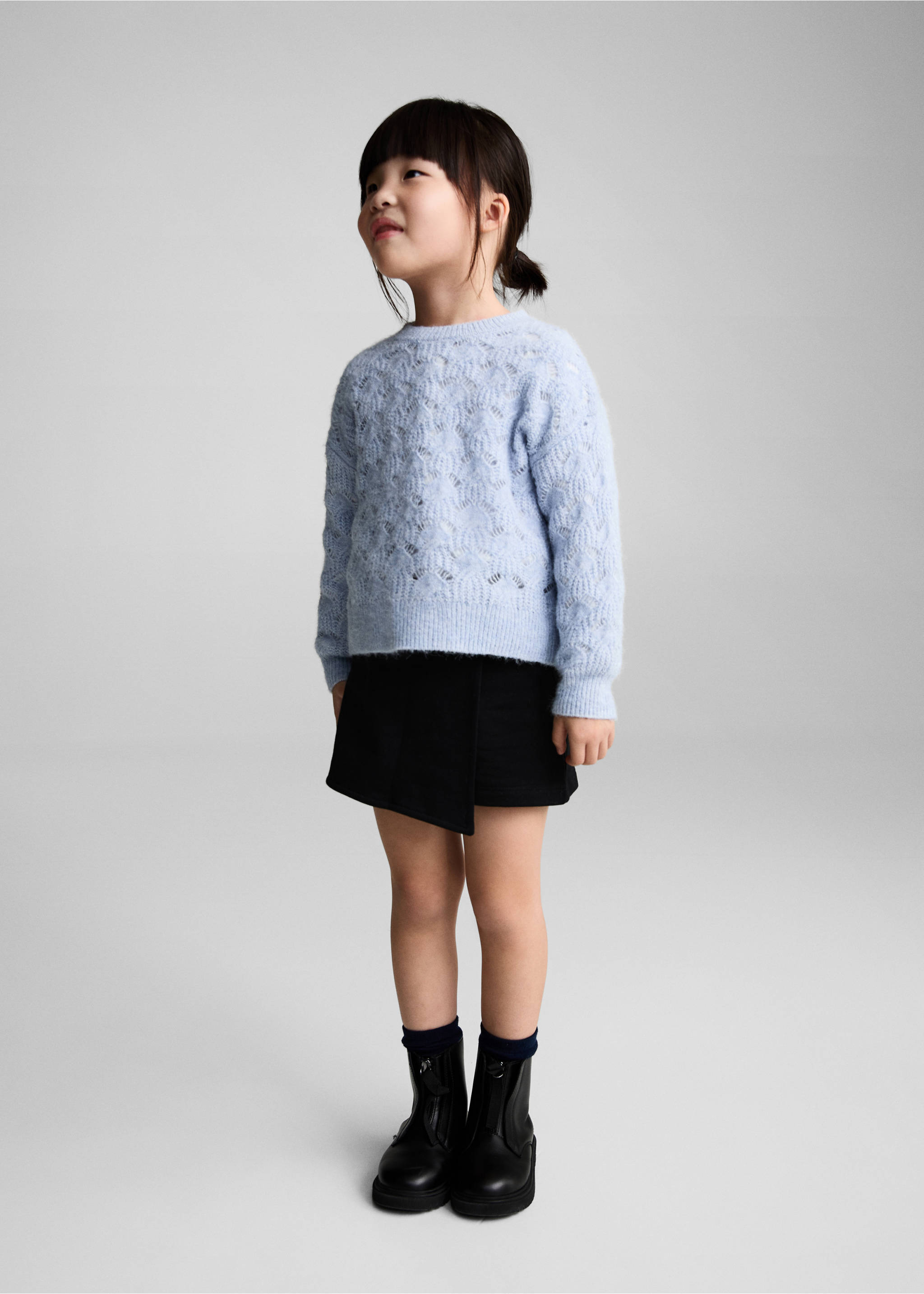 Faldilla pantalons cotó - Pla general, Negre. Ref: 77036740-00.