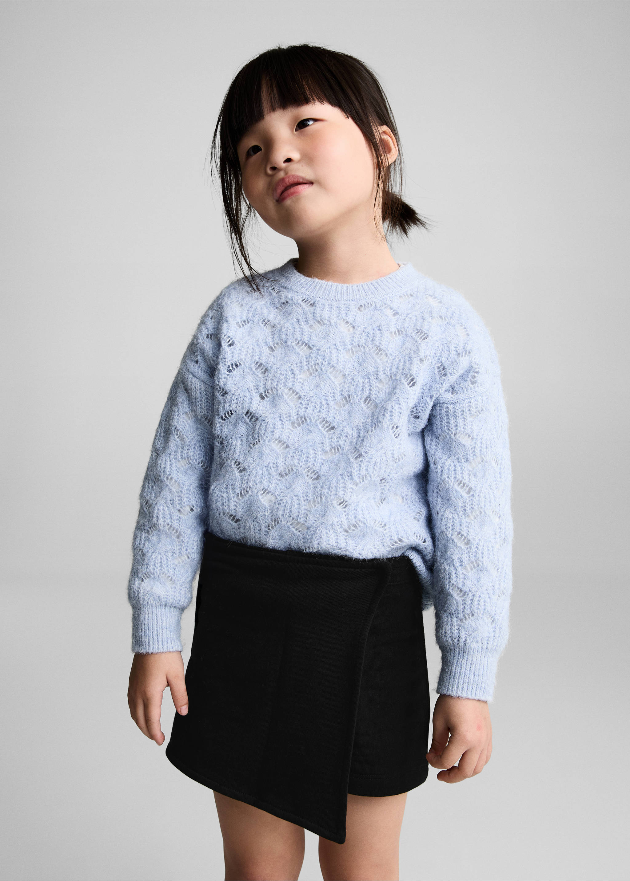 Faldilla pantalons cotó - Pla mig, Negre. Ref: 77036740-00.