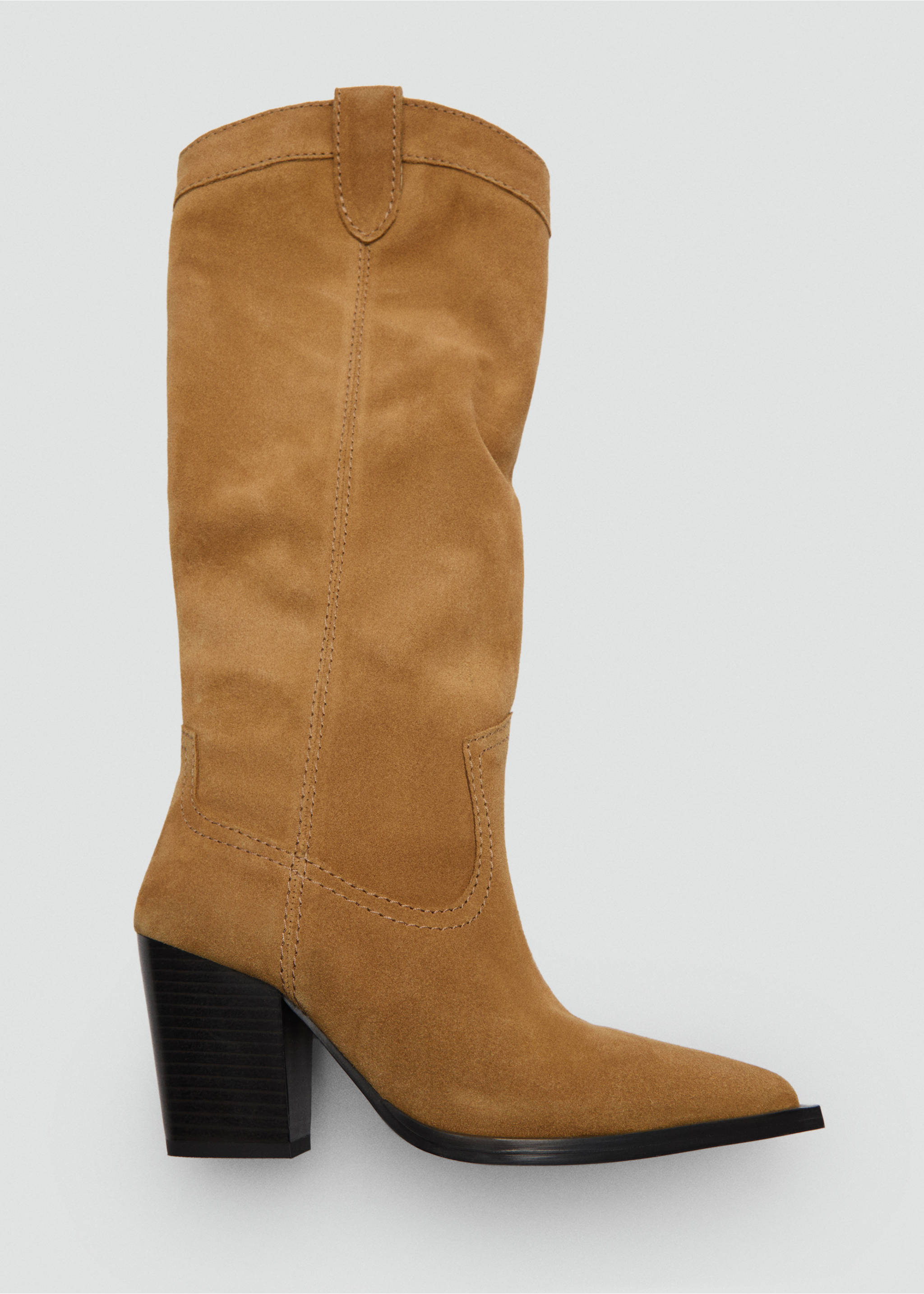 Suede cowboy boots - Details of the article 3, Tobacco Brown. Ref: 77036748-00.
