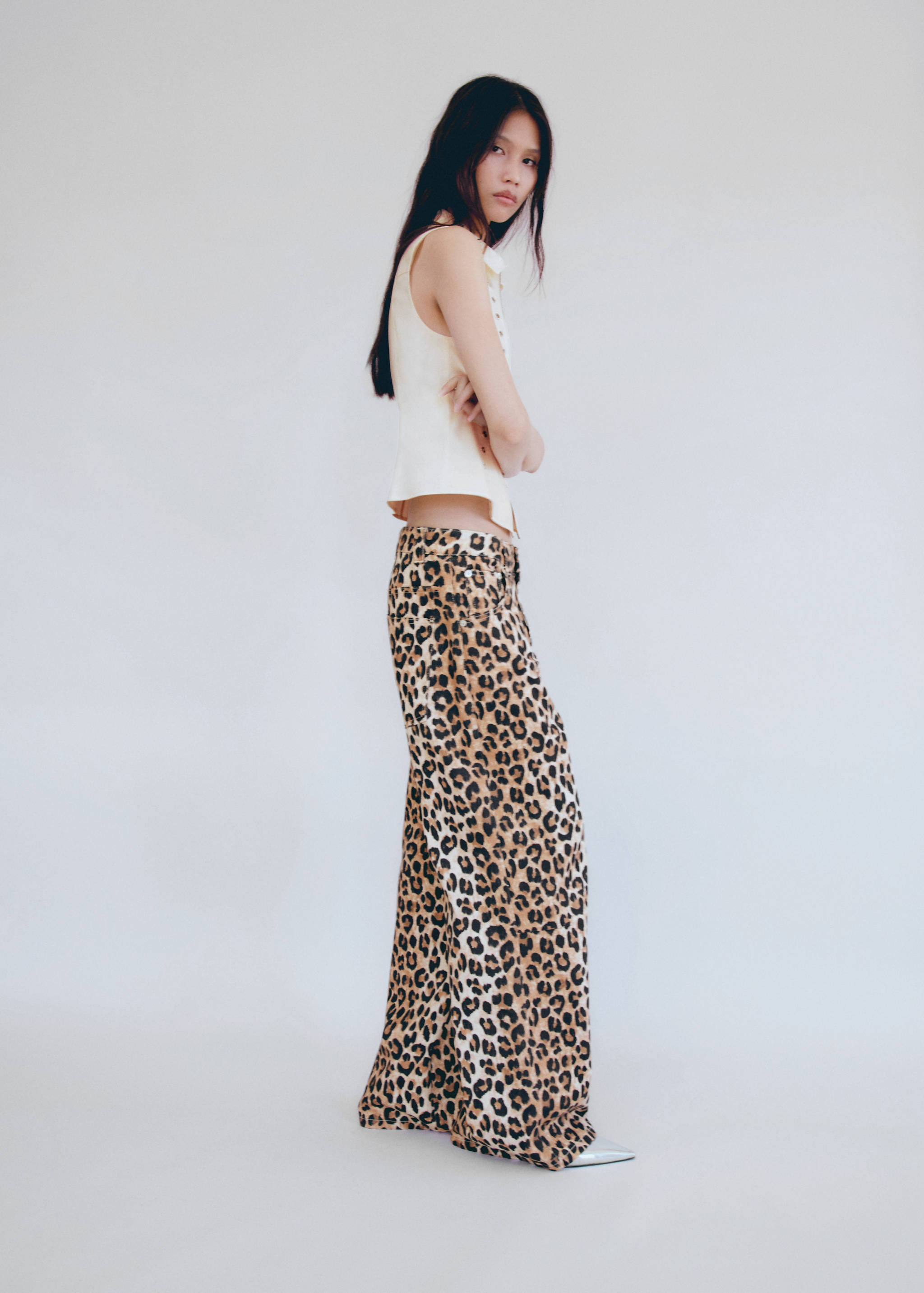 Leopard-print wide leg jeans - Medium plane