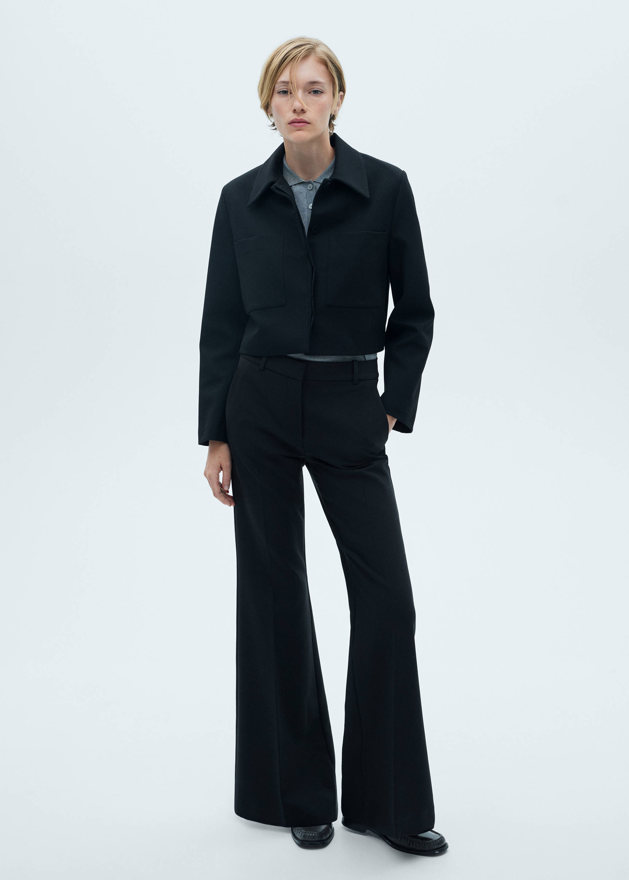 Mid-rise flared trousers - General plane