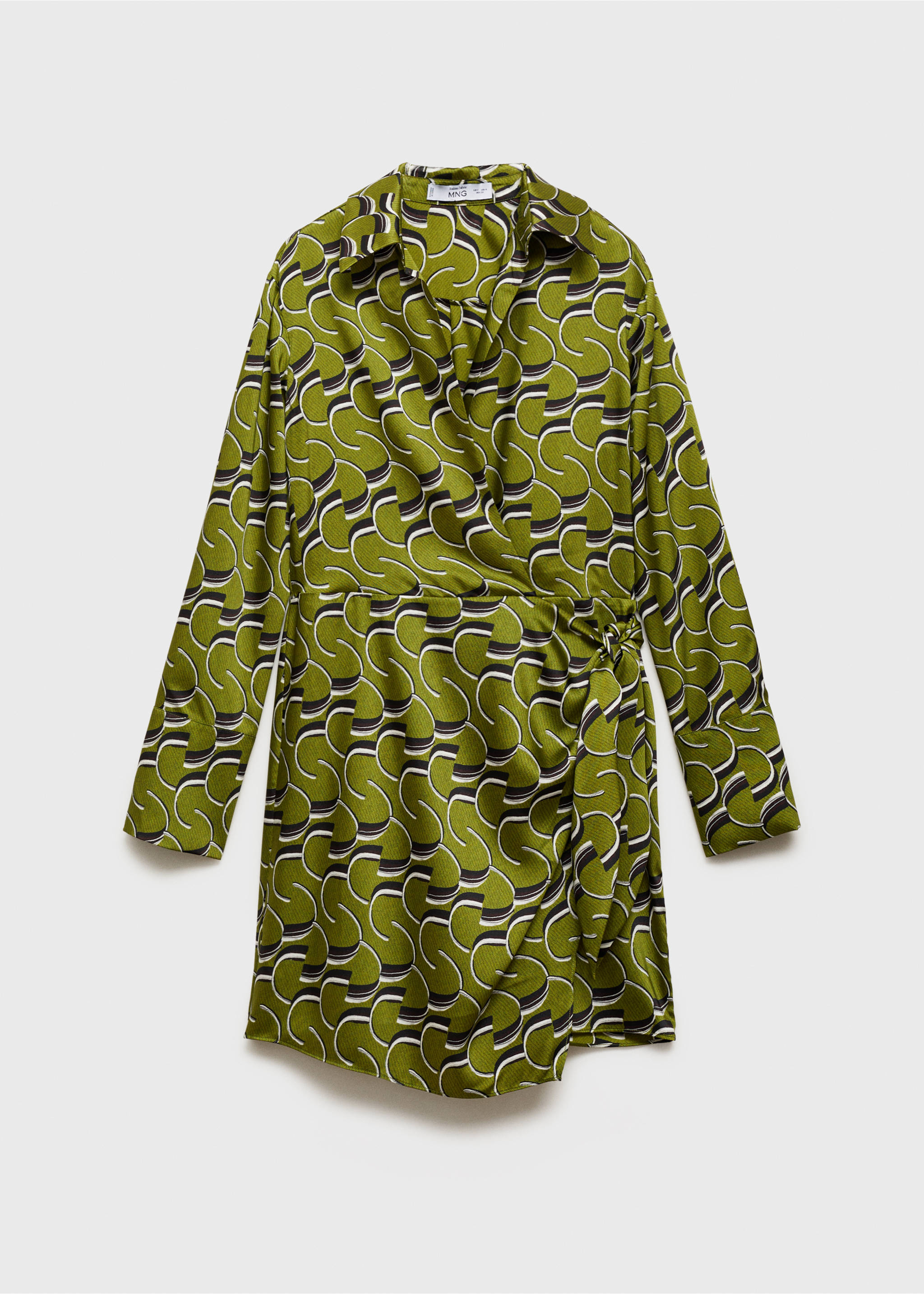 Printed satin dress - Article without model, Green. Ref: 77036757-00.