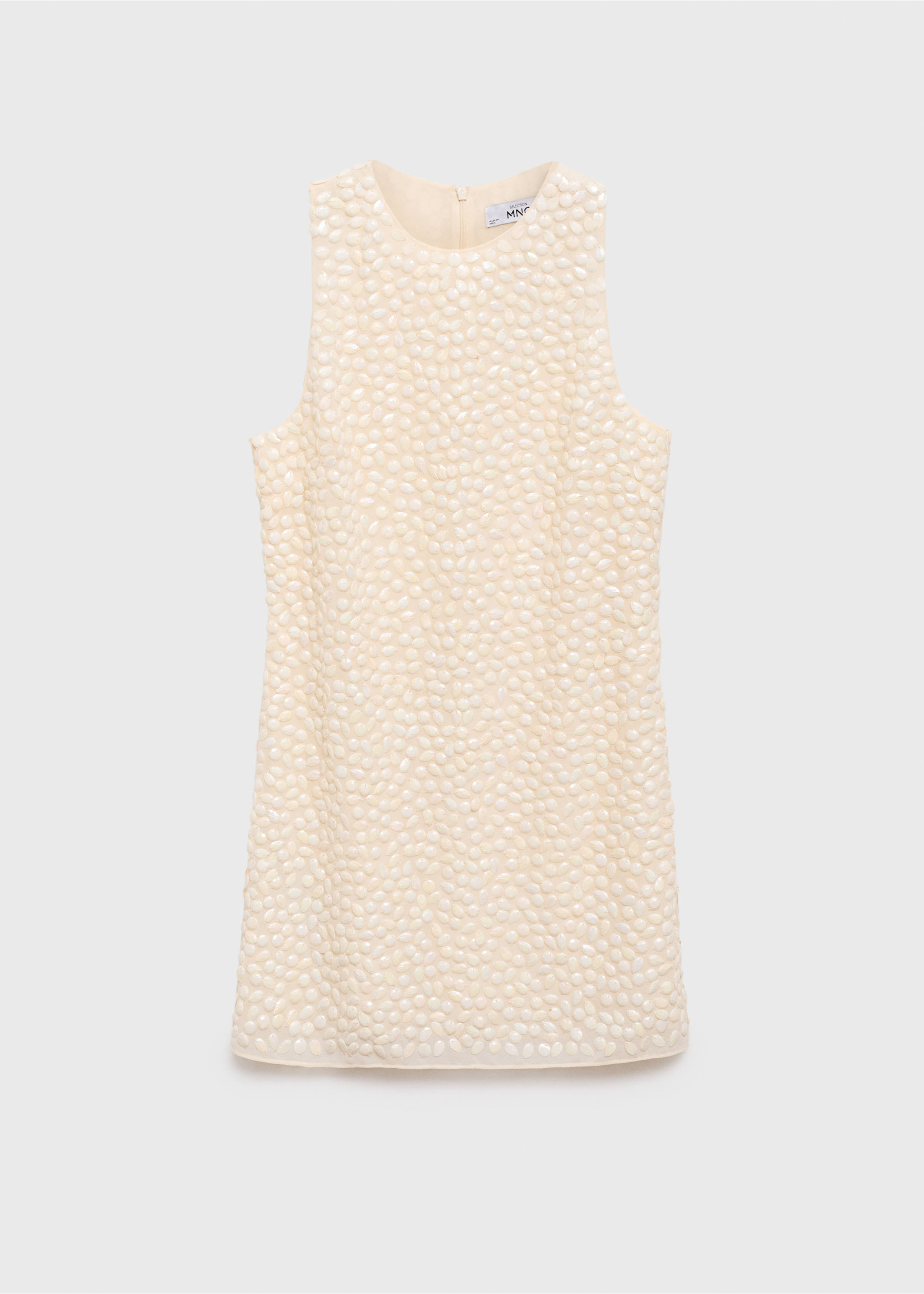 Short beaded dress - Article without model, Beige. Ref: 77036760-00.