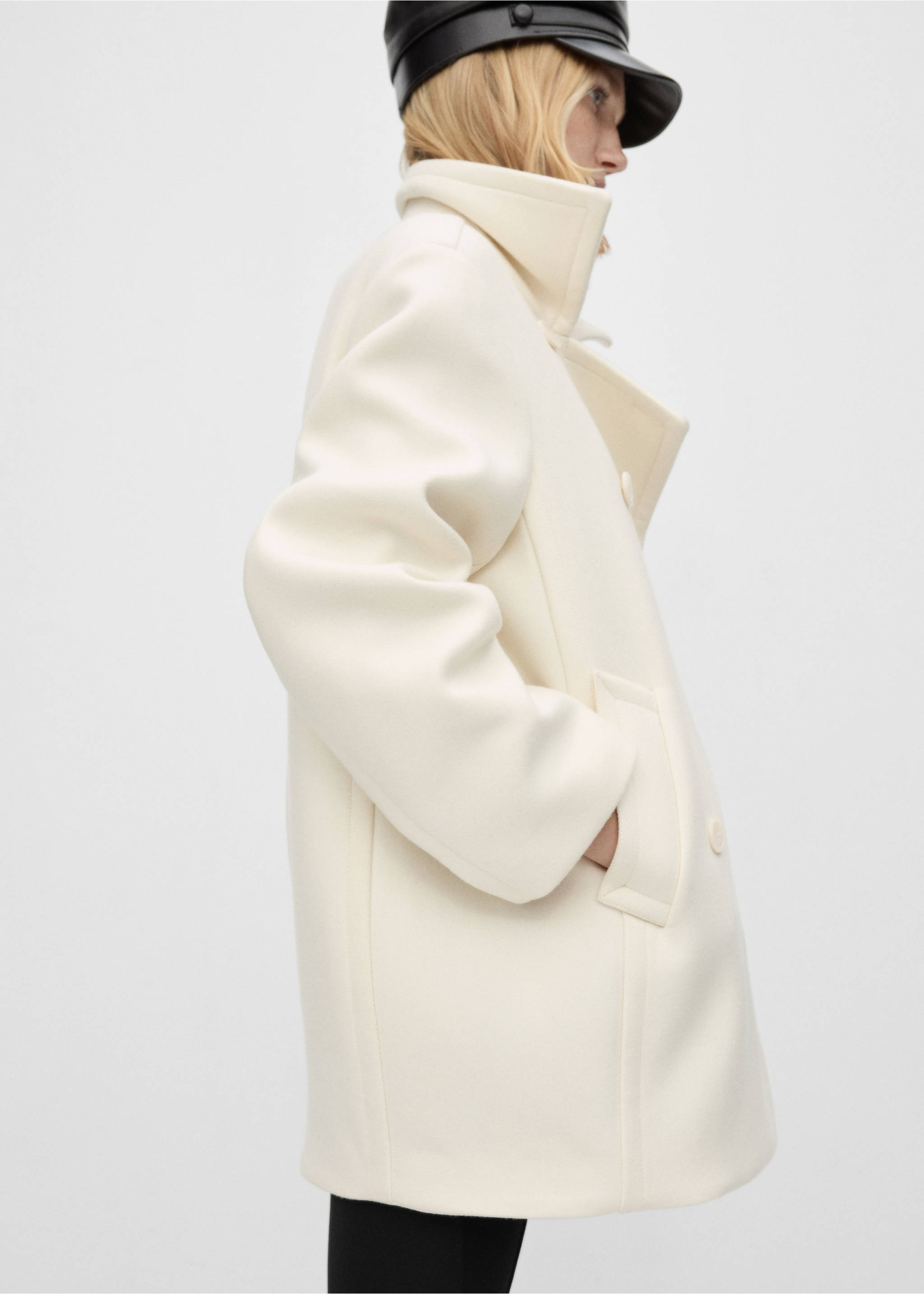 Double-breasted virgin wool coat - Détail de l'article 6, Écru. Ref: 77036763-00.