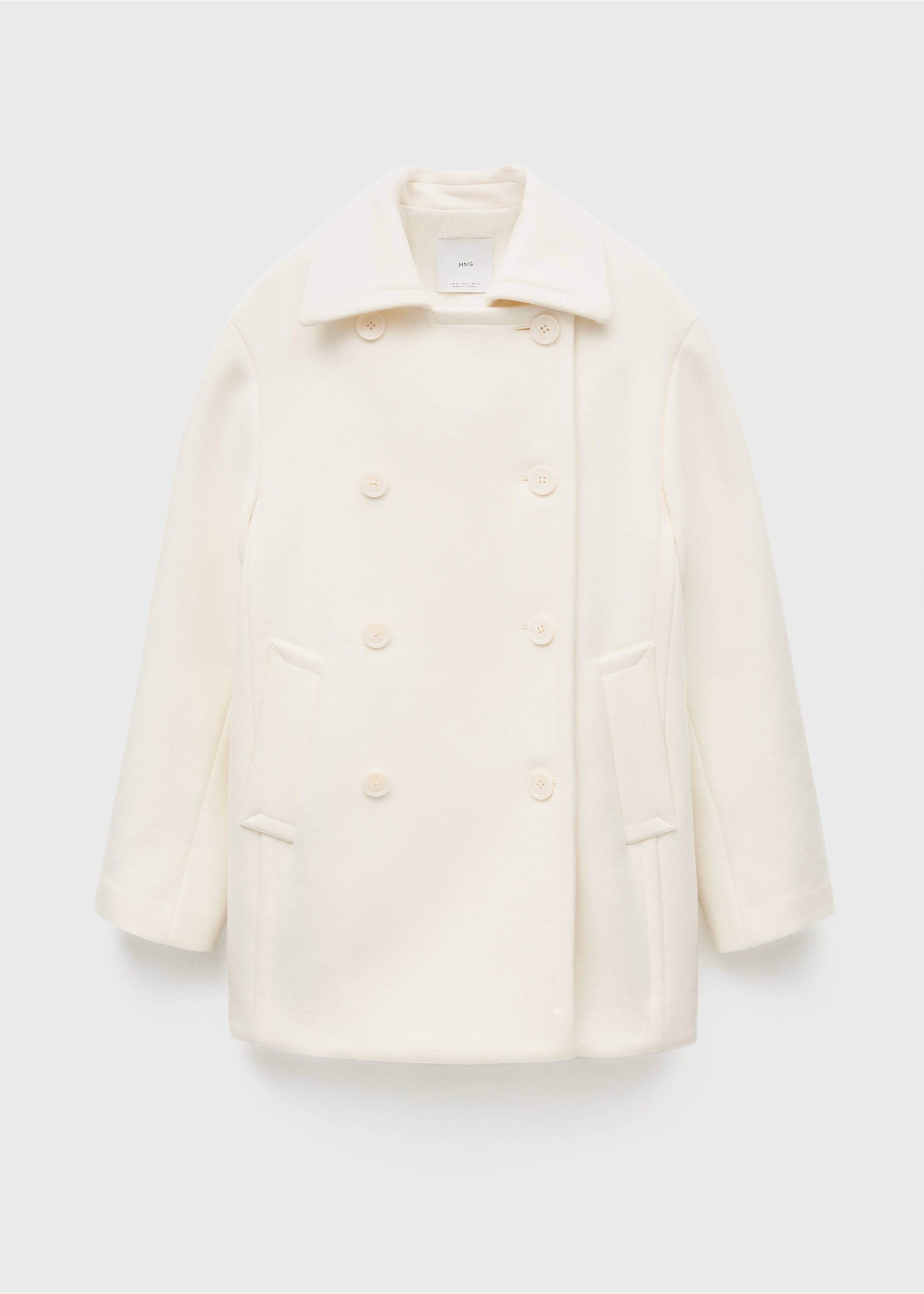 Double-breasted virgin wool coat - Article sans modèle, Écru. Ref: 77036763-00.