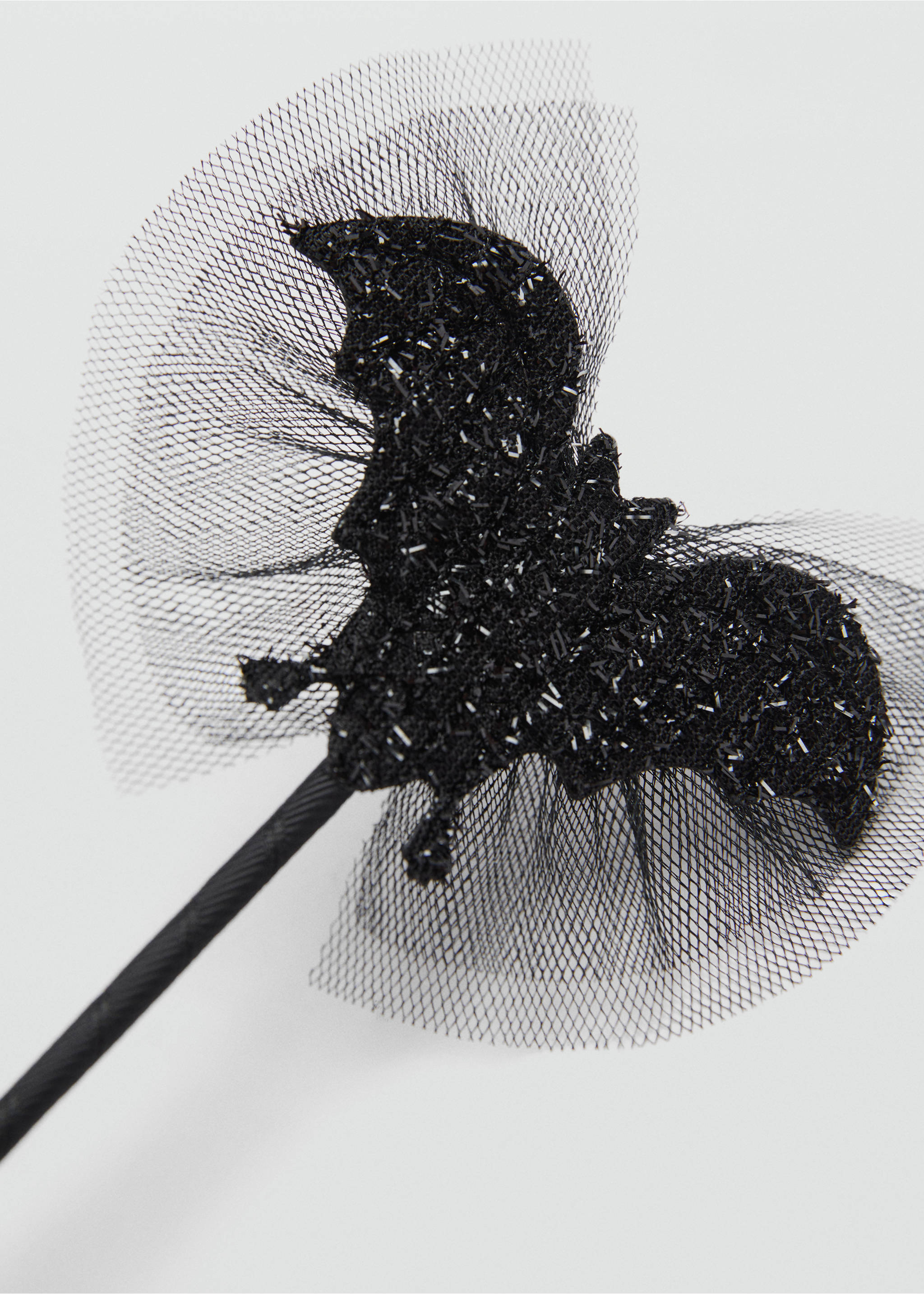 Varita disfraz murciélago brillos y tul - Plano medio, Negro. Ref: 77037122-00.